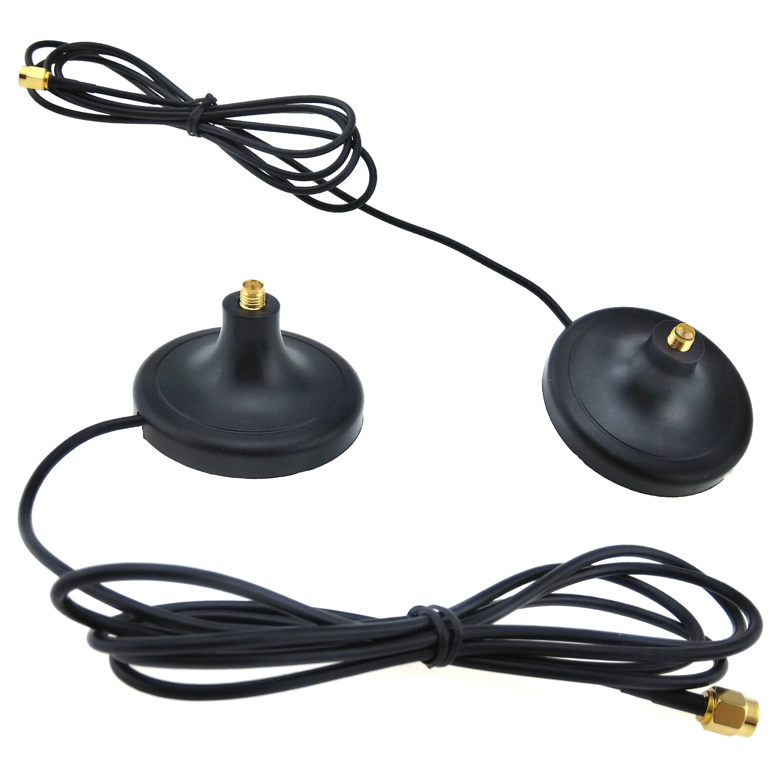 2 x WiFi BT Antenna Mount Magnetic Stand 5ft RP-SMA Extension Cable RG174 Wire