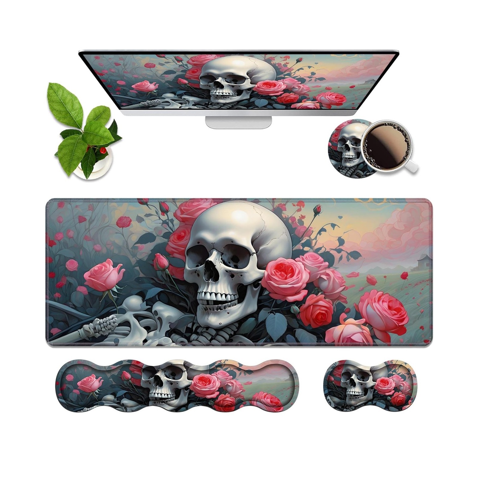 4 in 1 Ergonomic Memory Foam Mouse Pad Wrist Rest Set, Large XXL Gaming Desk ...