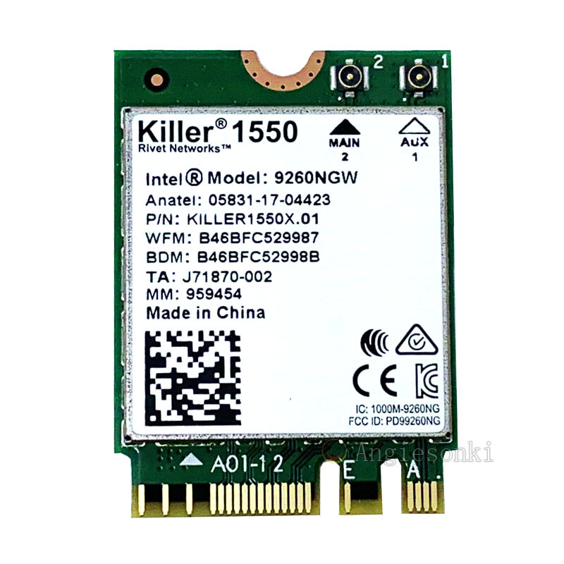 Killer Wireless-AC 1550 WiFi Module Bluetooth 5.0 M.2 2230 NGFF Card Adapter