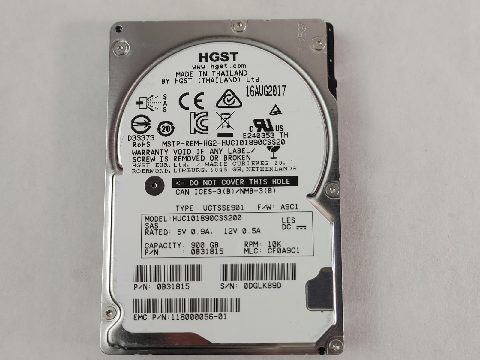 Hitachi EMC Savvio HUC101890CSS200 900 GB SAS 3 2.5 in Enterprise Drive