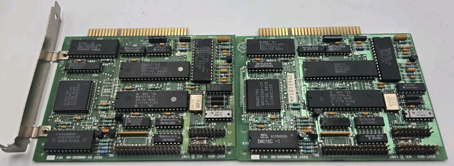 Lot of 2 Vintage Western Digital WDXTGEN/F300 ISA MFM Hard Disk Controller Cards