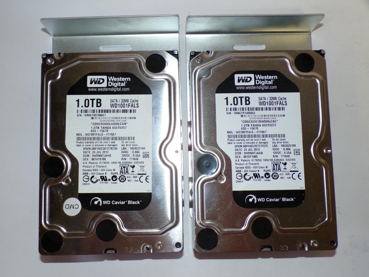 *Lot of 2* WD WD1001FALS-41Y6A1 1TB 7200RPM 3Gbps SATA 3.5" Hard Drive 655-1567E