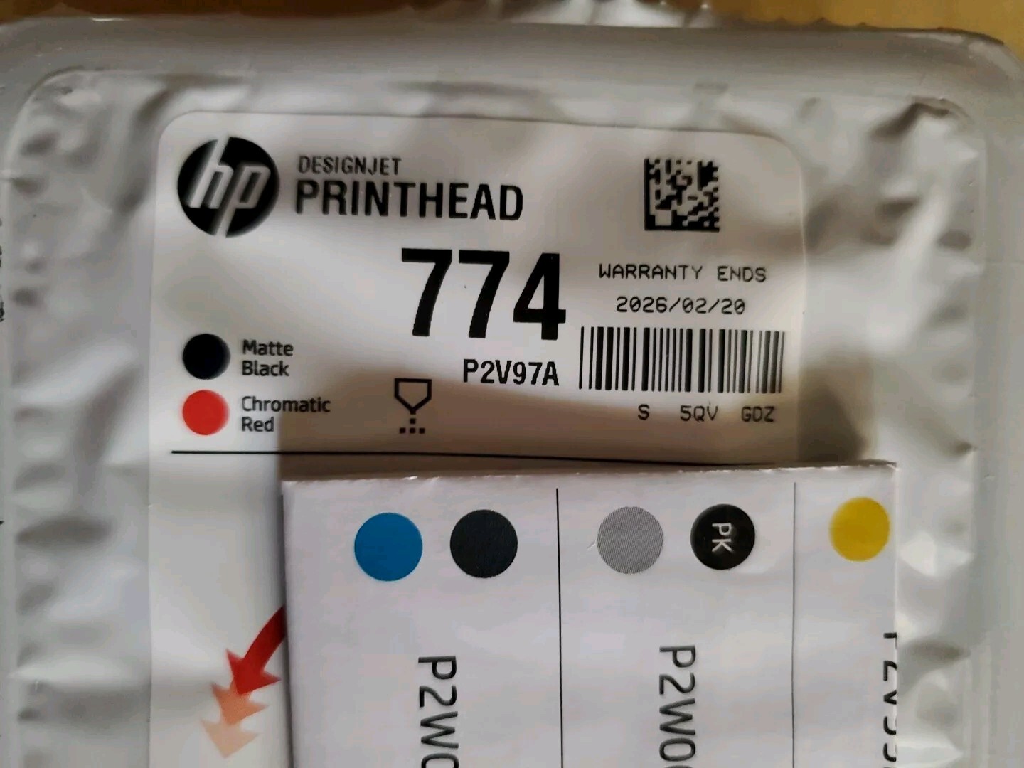 2026 GENUINE HP 774 Matte Black/Chromatic Red PRINTHEAD P2V97A DESIGNJET Z6810