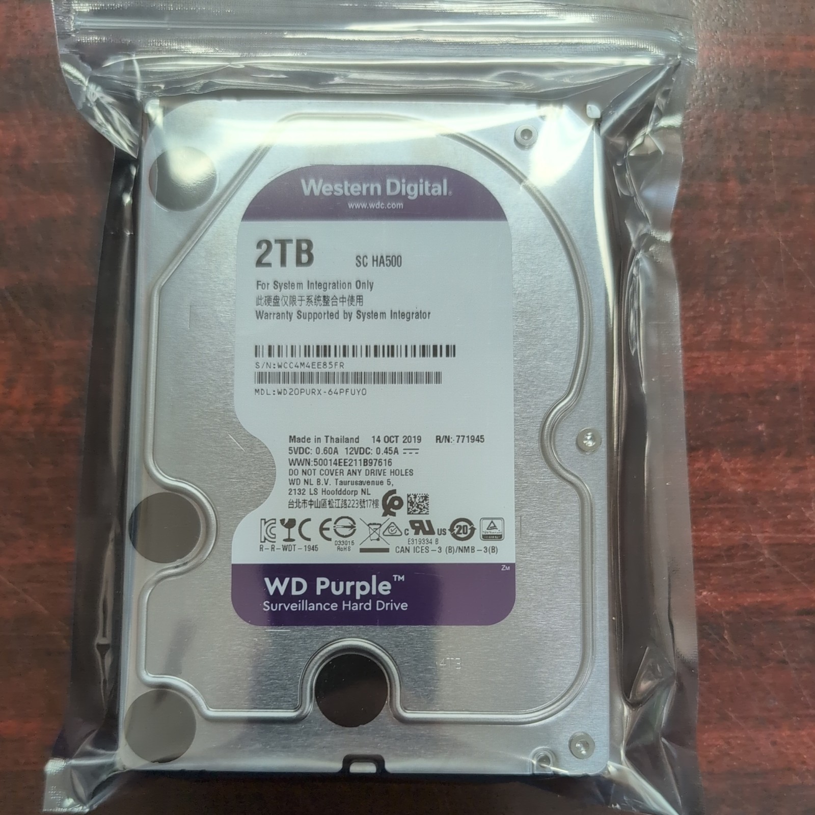Western Digital 2TB Purple WD20PURX SATA 3.5" - 14 OCT 2019