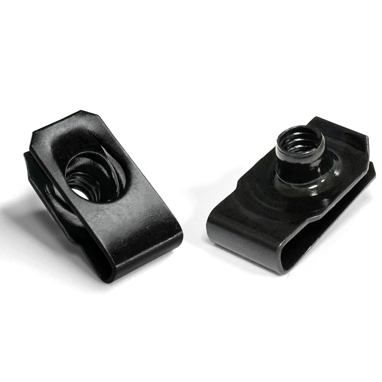 1/4"-20 Black U-Style Clip-On Nut, U-Type Carbon Steel Regular 1/4"-20,