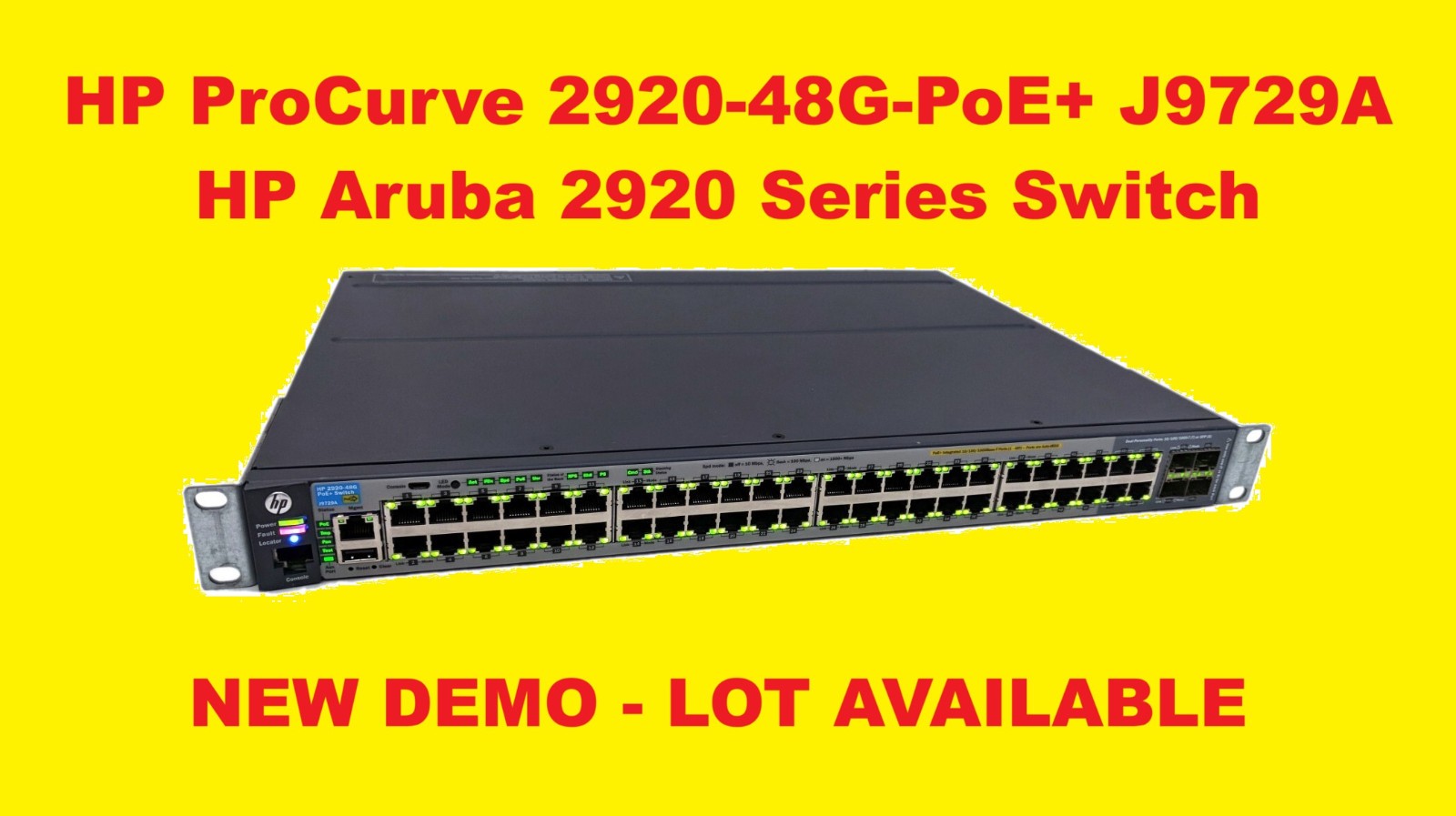 🍀 NEW DEMO HP ProCurve 2920-48G-PoE+ J9729A 48-Port Managed PoE+ Switch LOT