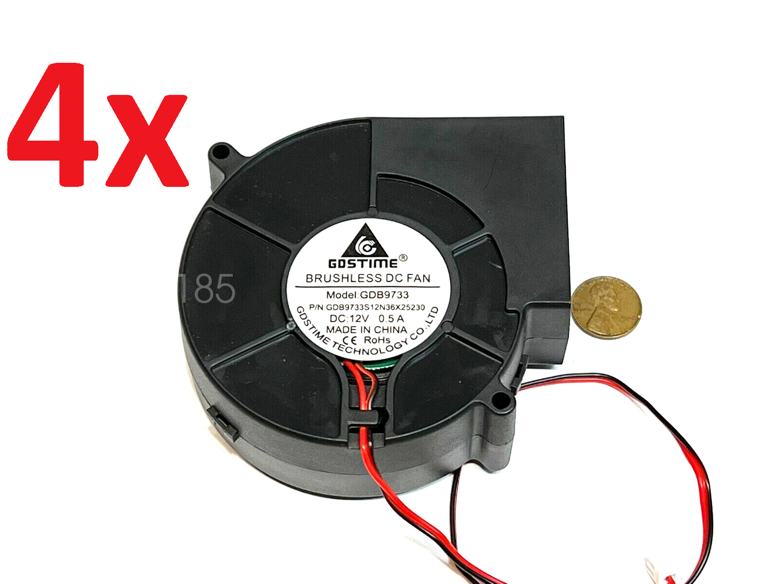 4x Large 9733 Blower Fan 97mm x 33mm 12V DC High Speed 2pin squirrel 90mm 9cm
