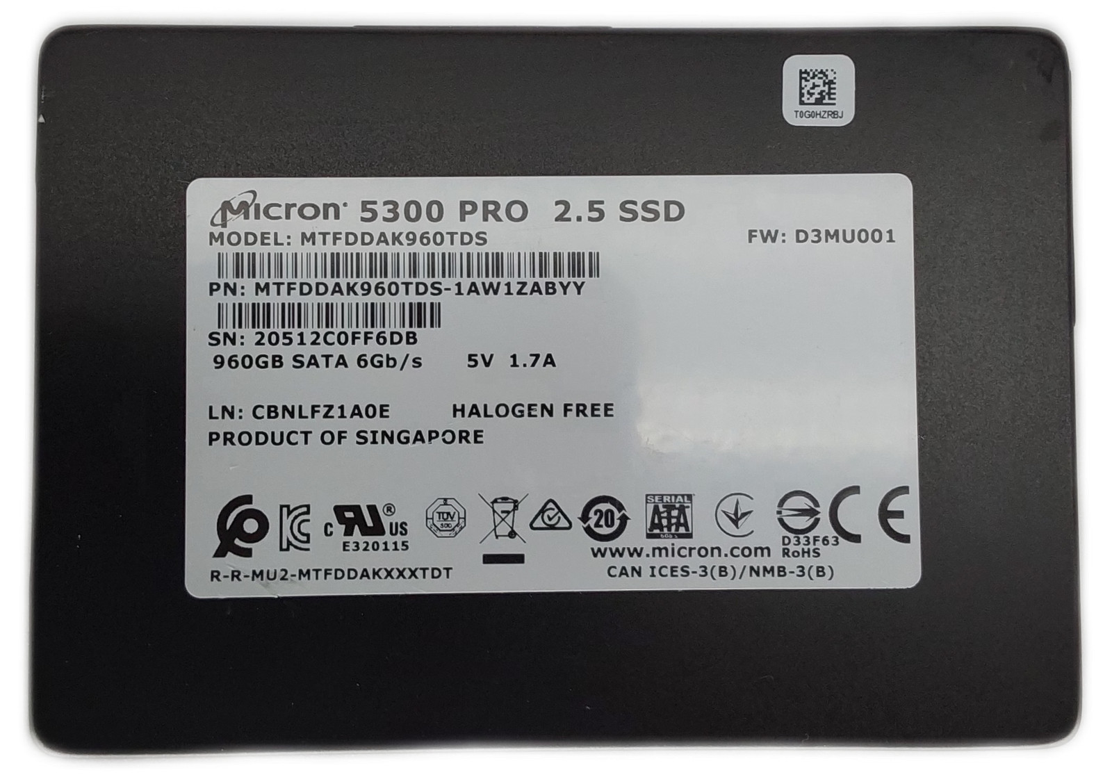 Micron 5300 MTFDDAK960TDS 960GB 2.5" SATA III SSD