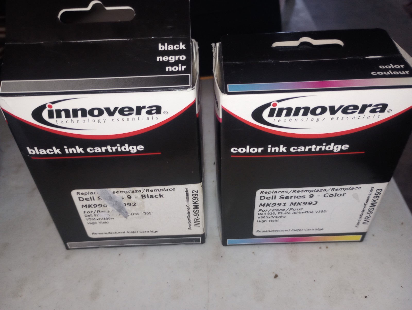 Innovera Dell Series 9 MK990 MK991 Black And Color ink Cartridge Lot Of 2