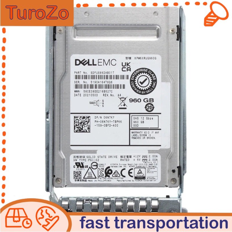 6N7KY 06N7KY Dell EMC 960GB 12Gbps SAS RI TLC 2.5'' SSD 14/15/16G KIT New