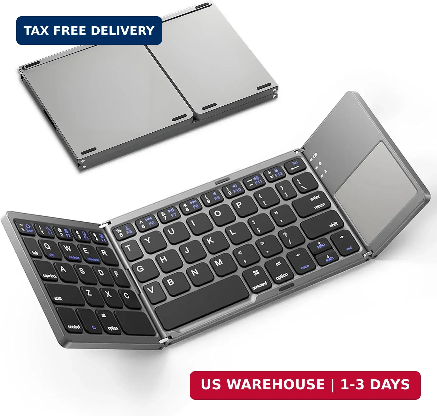 Foldable Bluetooth Keyboard with Touchpad, Ultra Slim Portable Wireless Keyboard