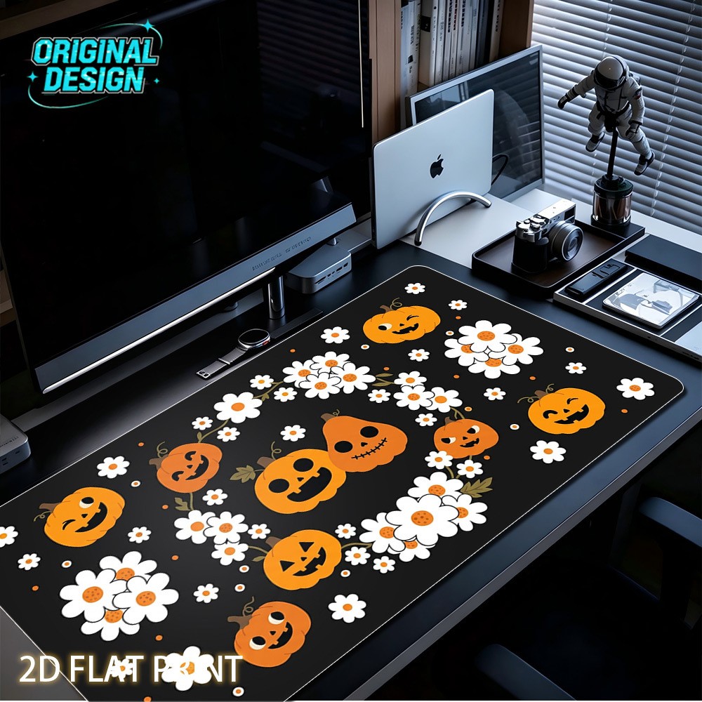 1pc Halloween Cute Pumpkin Daisy XXL Large Mouse Pad, Featuring a Playful and