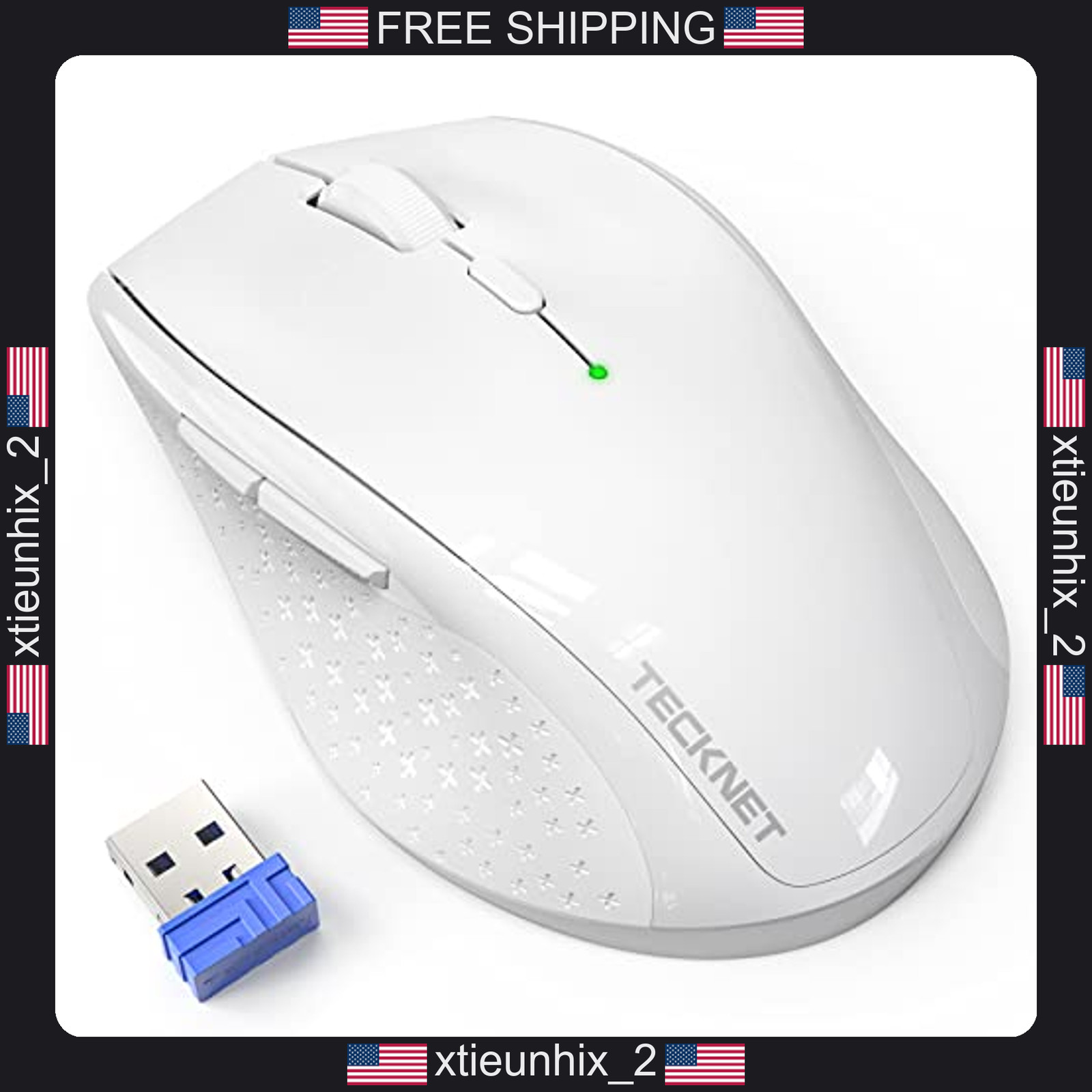 Wireless Mouse 6 Buttons 4800 DPI Ergonomic USB for Windows Mac Chromebook