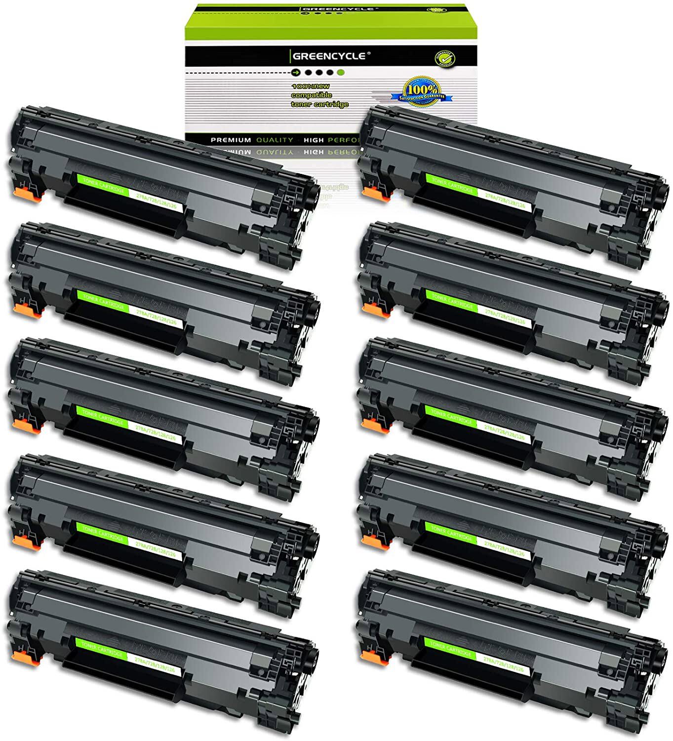 GREENCYCLE 10PK CE278A 78A BK Toner Fits for HP LaserJet Pro P1560 P1566 P1606DN