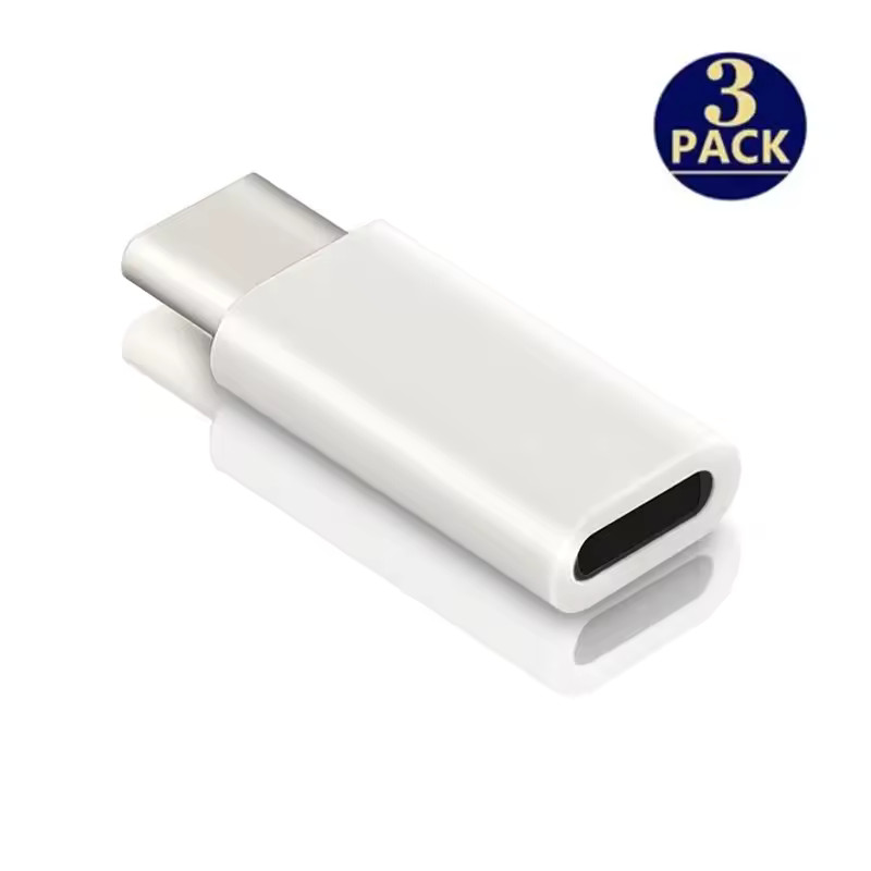 3PCS Lightning Female to USB C Male Adapter iPhone 15 Charging Data Sync