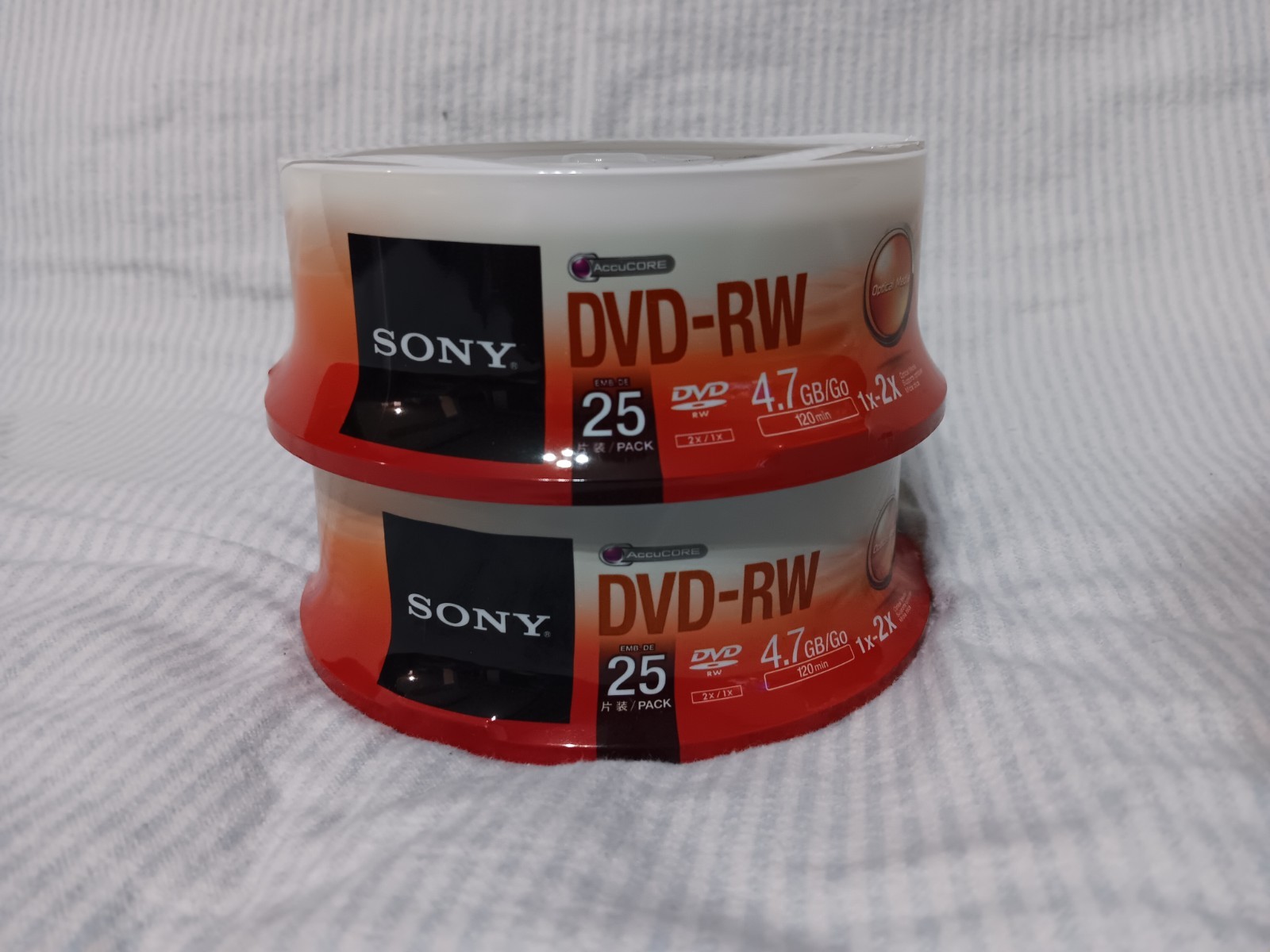 NEW SONY DVD-RW 4.7 GB/Go 50 Pack 2x/1x 120m 50DMW47LS2 Rewriteable Discs