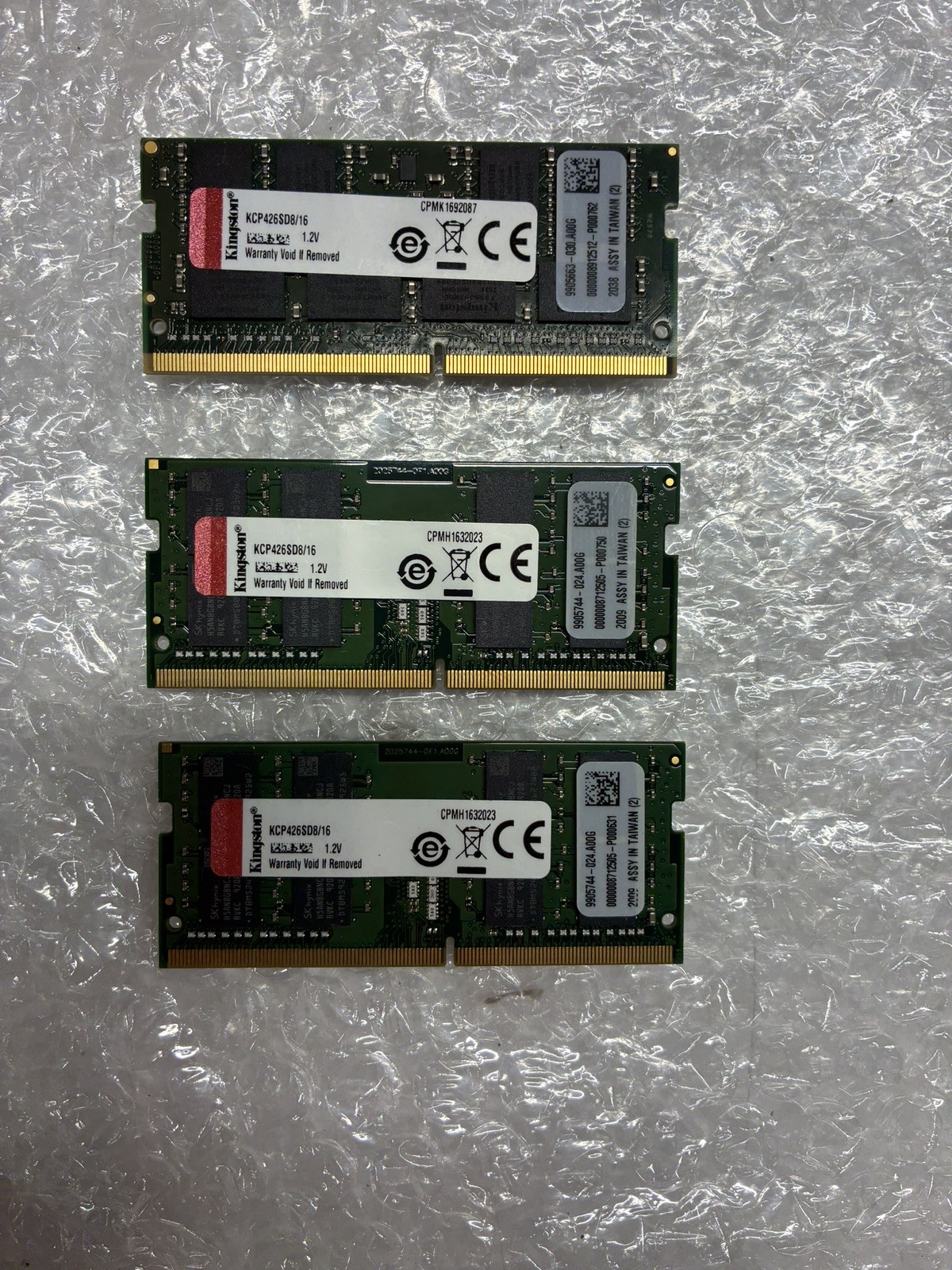 16GB 2Rx8 DDR-4 2666V SO-DIMM Kingston KCP426SD8/16 - Lot of 3