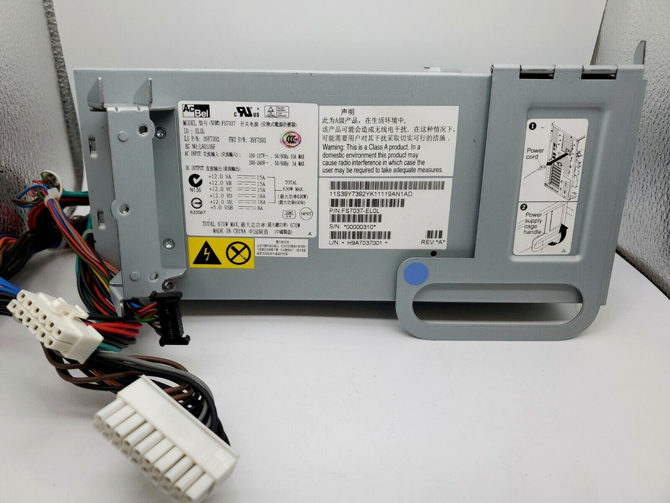 ACBEL 670W Watt Power Supply - Server  FS7037 For  Lenovo ThinkServer TD200