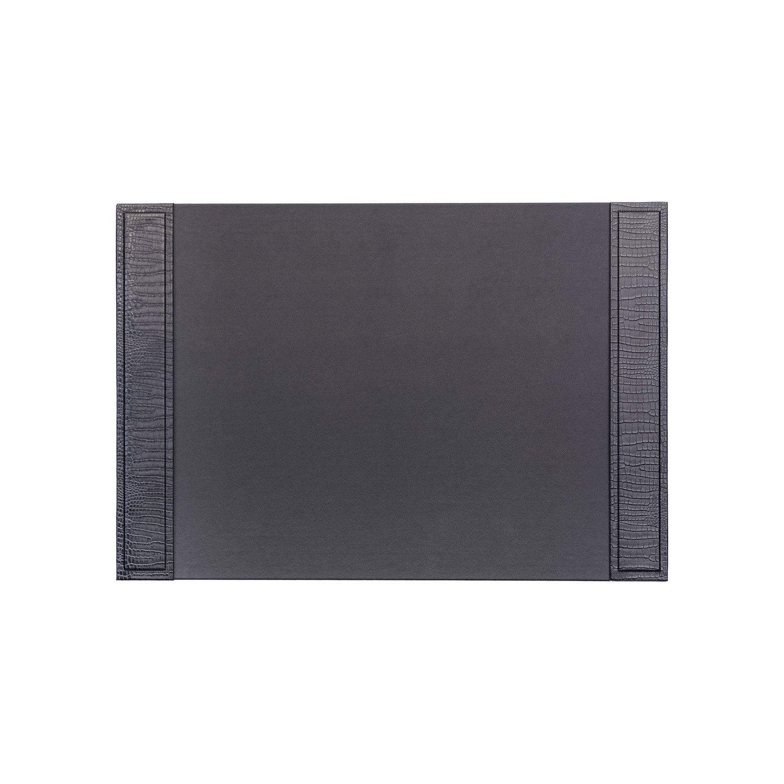 Dacasso Black Crocodile Embossed Leather Desk Pad Side-Rails, 25.5 By 17.25