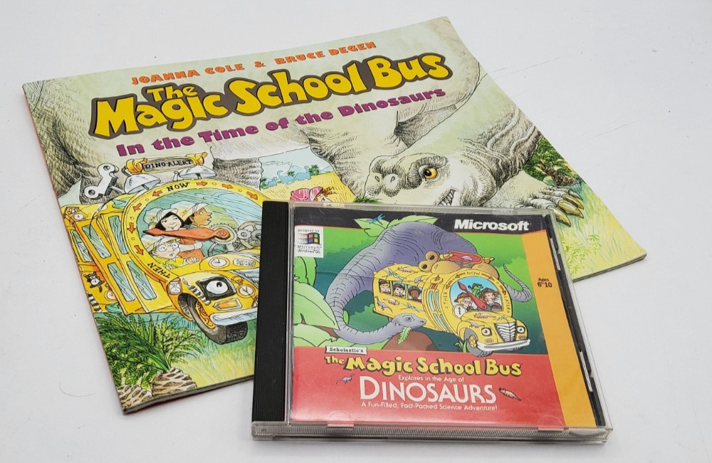 Bundle The Magic School Bus: DINOSAURS 1996 + Book 1994 ~ VTG  Microsoft