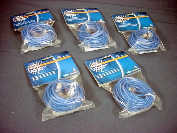 Leviton 52455-15B Blue Cat5 15ft Ethernet Cable Data Patch Cords Network 5-Pack