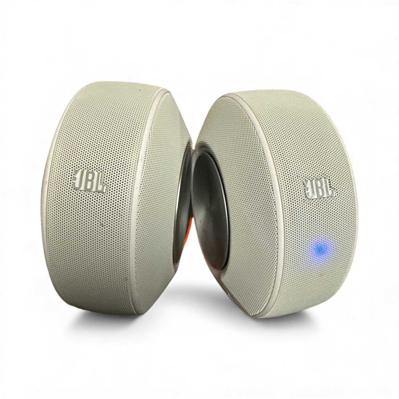 JBL Pebbles Plug and Play Stereo Computer Speakers - White/Orange Tested