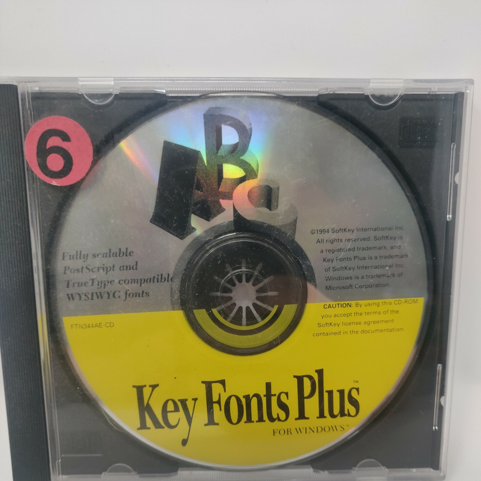 Vintage 1994 'Key Fonts Plus' CD-ROM Windows Fonts Softkey Multimedia