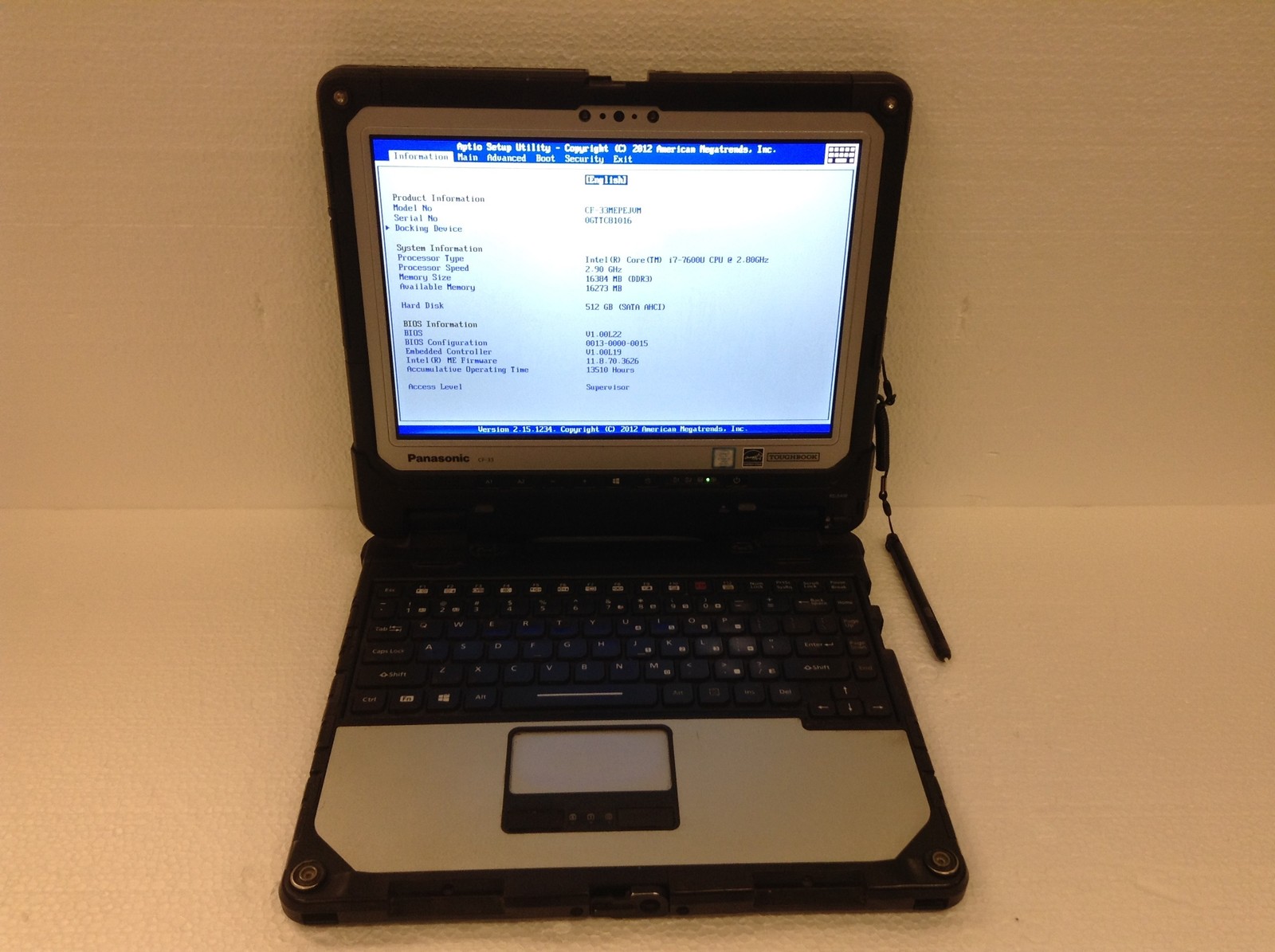 Panasonic Toughbook CF-33 i7-7600U 2.80GHZ w/ 16GB 512GB SSD 12.1" Touch NO AC