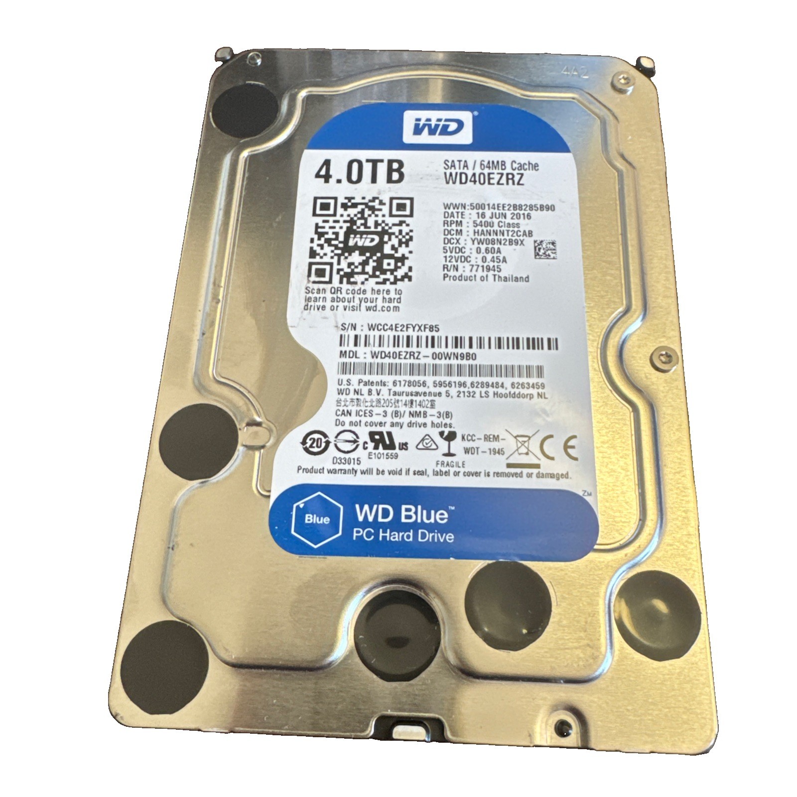 Western Digital WD Blue WD40EZRZ 4TB 3.5" SATA 5400RPM 64MB S.M.A.R.T. HDD