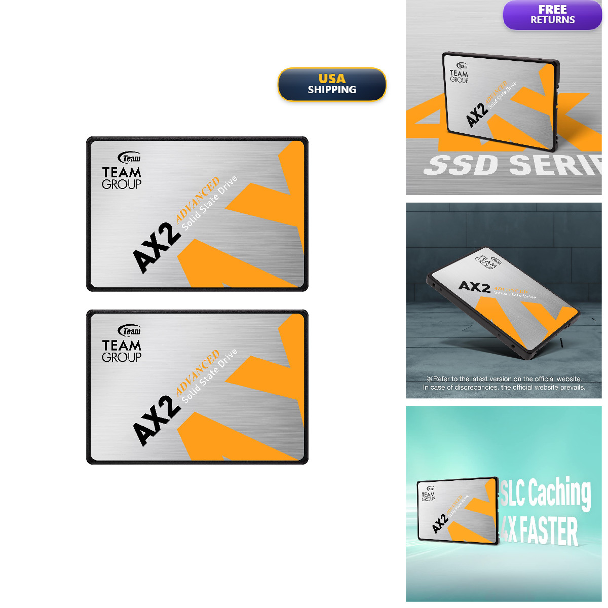 Teamgroup Ax2 512Gb 2 Pack 3D Nand Tlc 2.5 Inch Sata Iii Internal Solid State