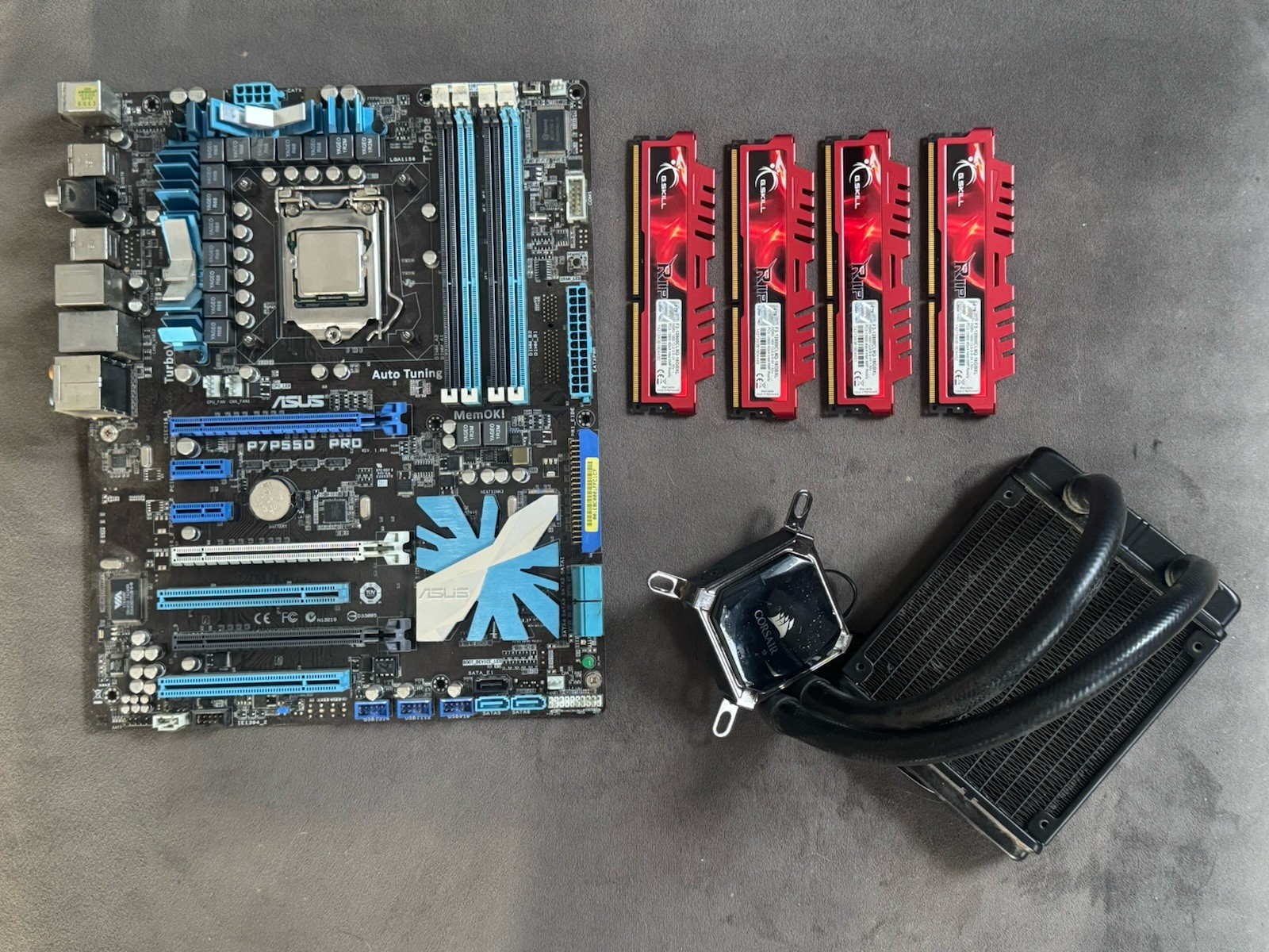 Asus P7p55d Pro Motherboard G.Skill Rip Jaw DDR3 64gigs Total & Corsair Liquid