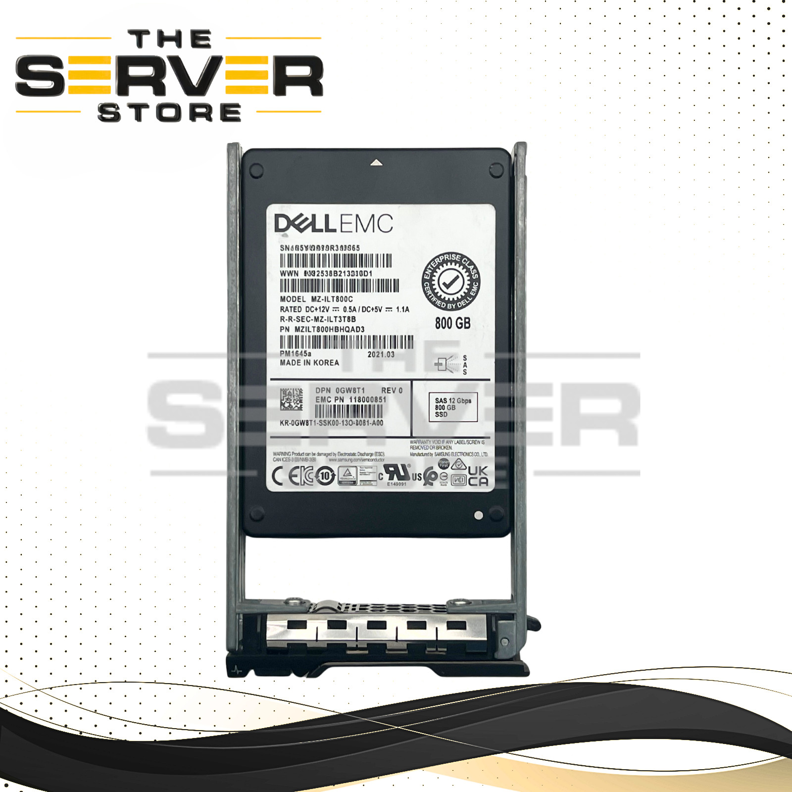 Dell EMC 800GB SAS 12G MU 2.5" SSD Samsung PM1645a MZ-1LT800C (G13) 0GW8T1 GW8T1