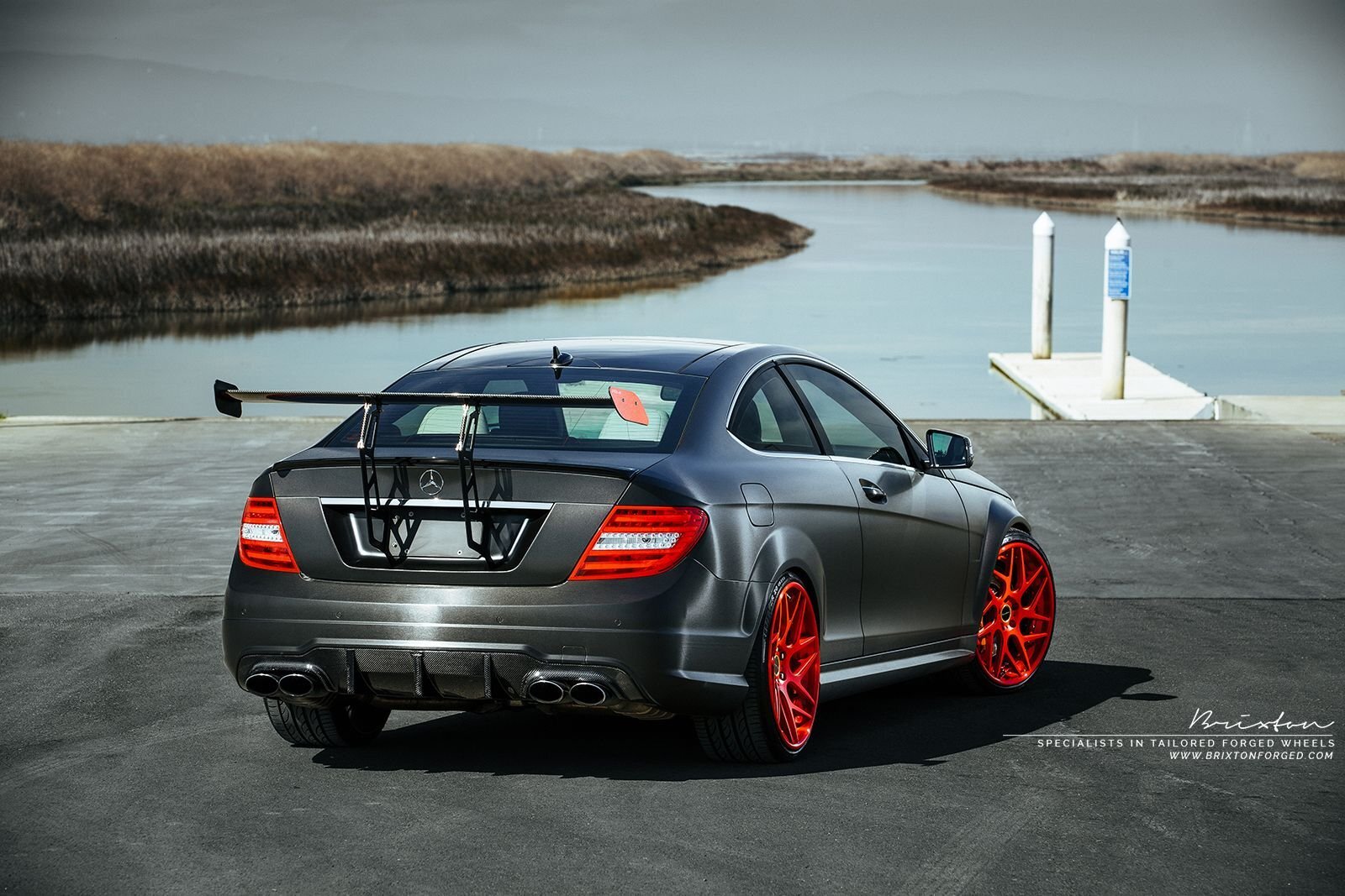 Cars black mercedes benz c63 amg coupe Desk Mat Stitched