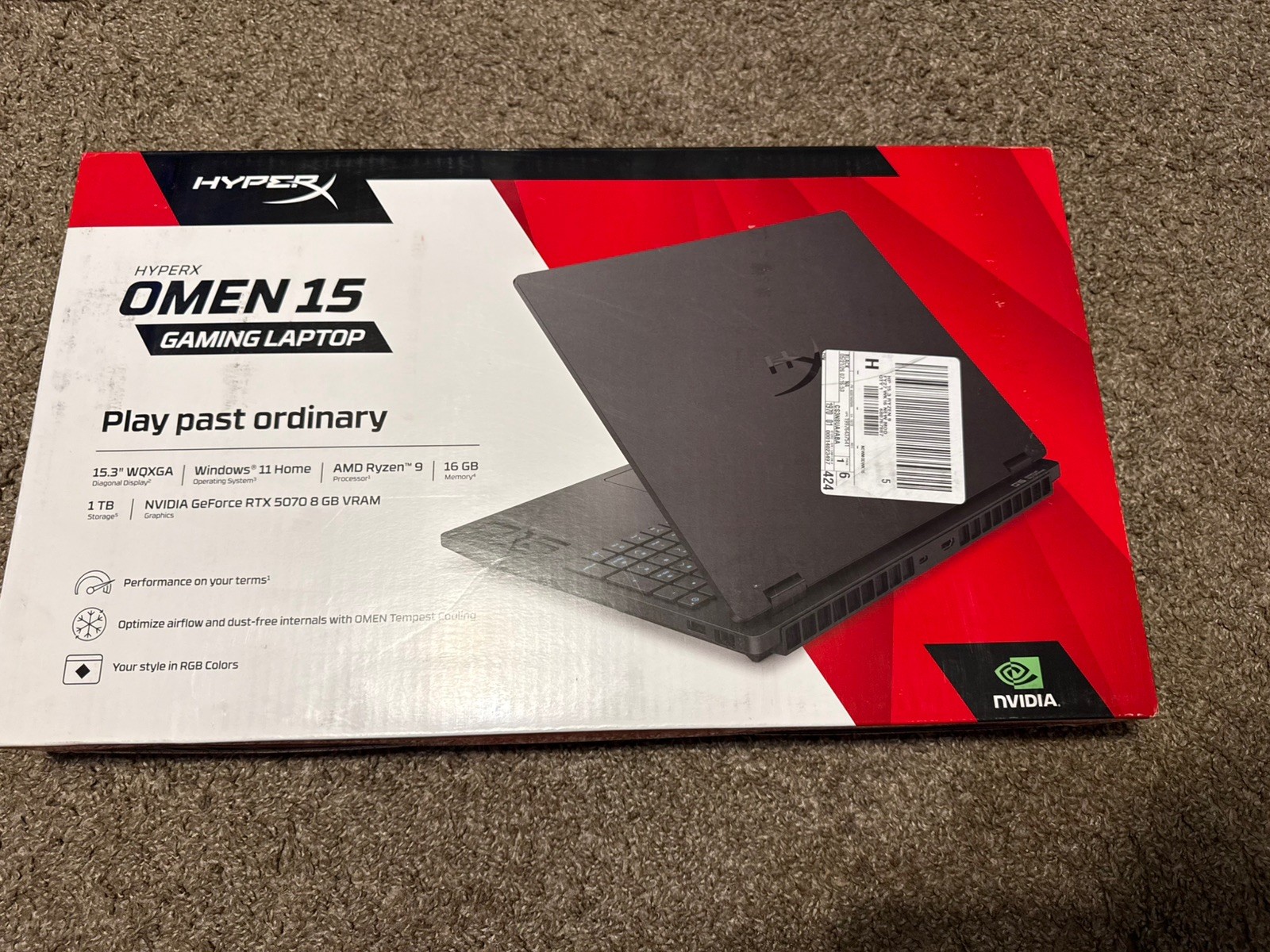 HyperX OMEN 15.3" WQXGA 180Hz 2.5K IPS Laptop Ryzen 9 8940HX RTX 5070 1tb 16gb
