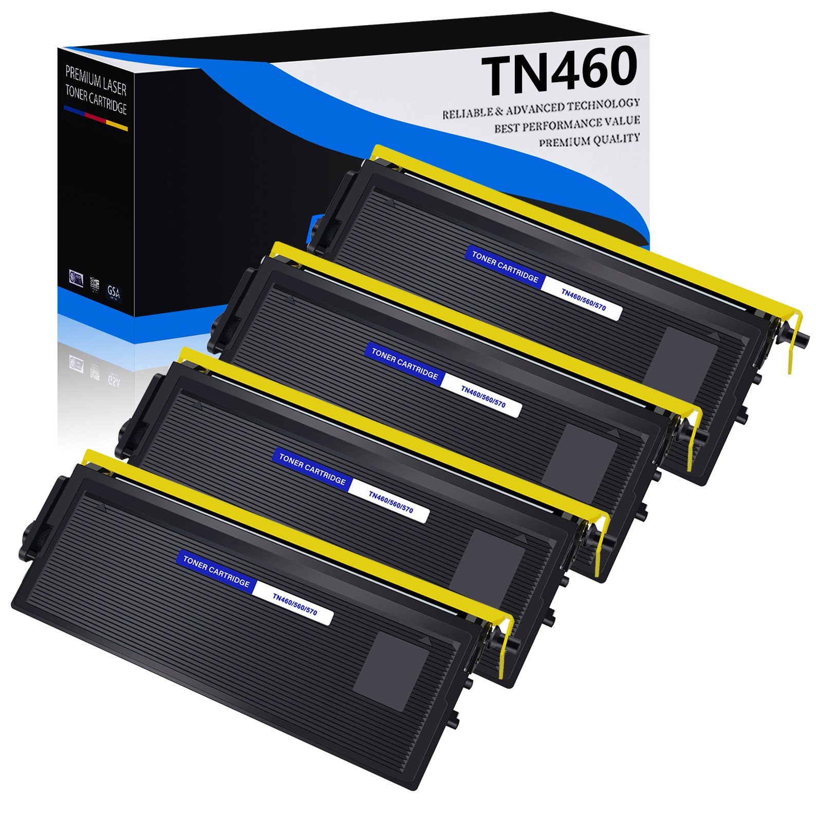 4PK High Yield TN460 Toner for Brother DCP-1200 HL-1435 MFC-8600 MFC-P2500