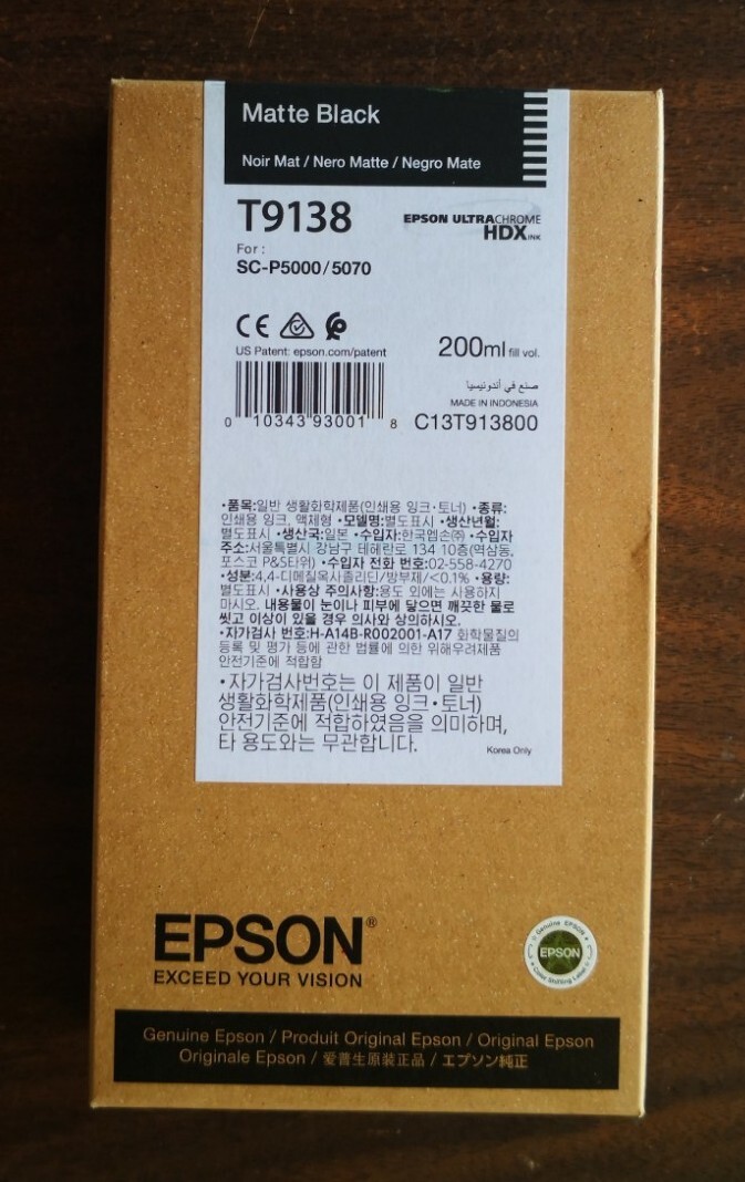01/2024 New Genuine Epson T9138 Matte Black T913800 HDX Ink 200ml SC-P5000/5070