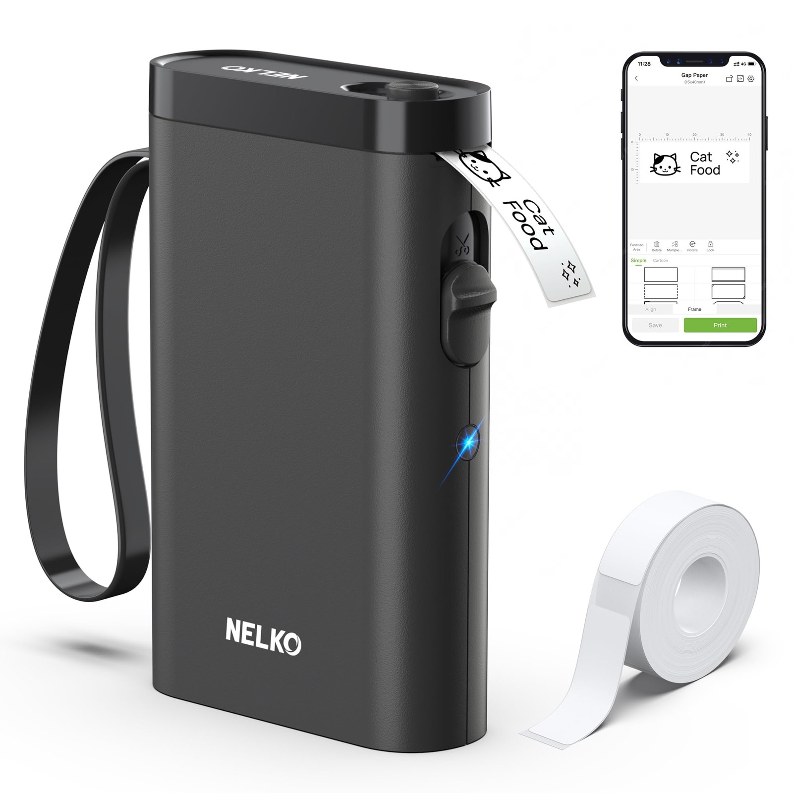 Nelko P21 Mini Bluetooth Label Maker w/ Tape, Templates for Home Office Black