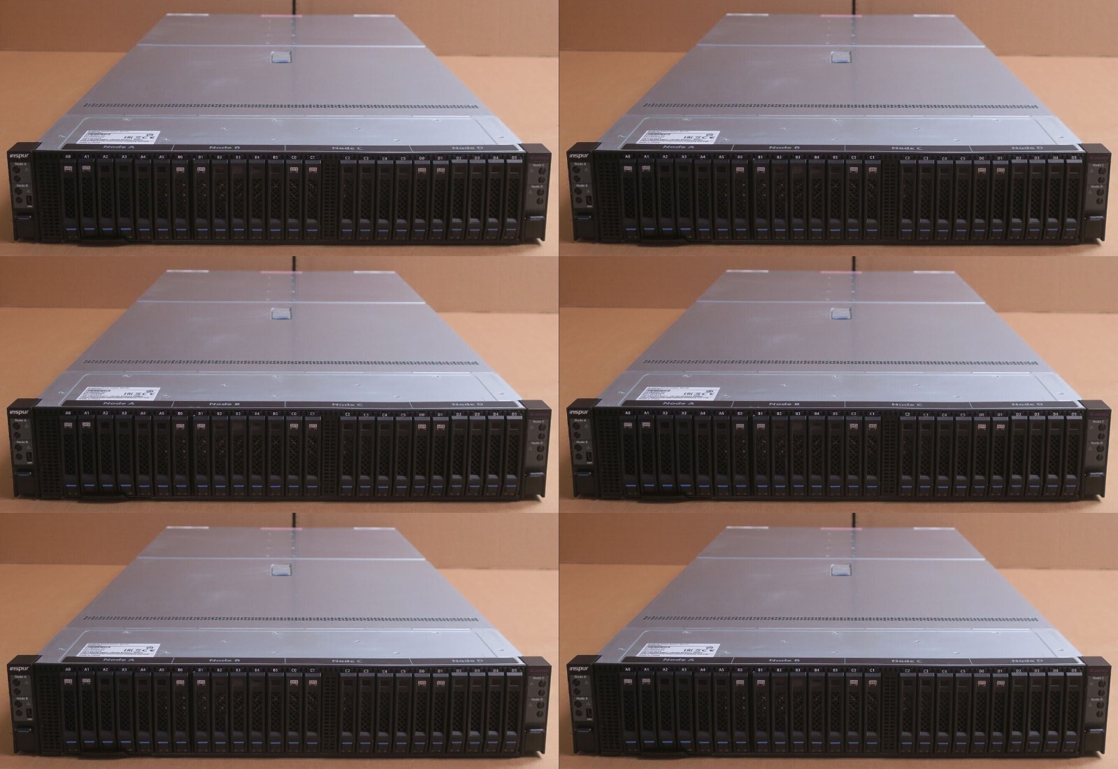 6x Inspur i24 2U 4-Node CTO Server 8 XEON Scalable CPU 8x SAS/SATA+16 NVMe 100GB