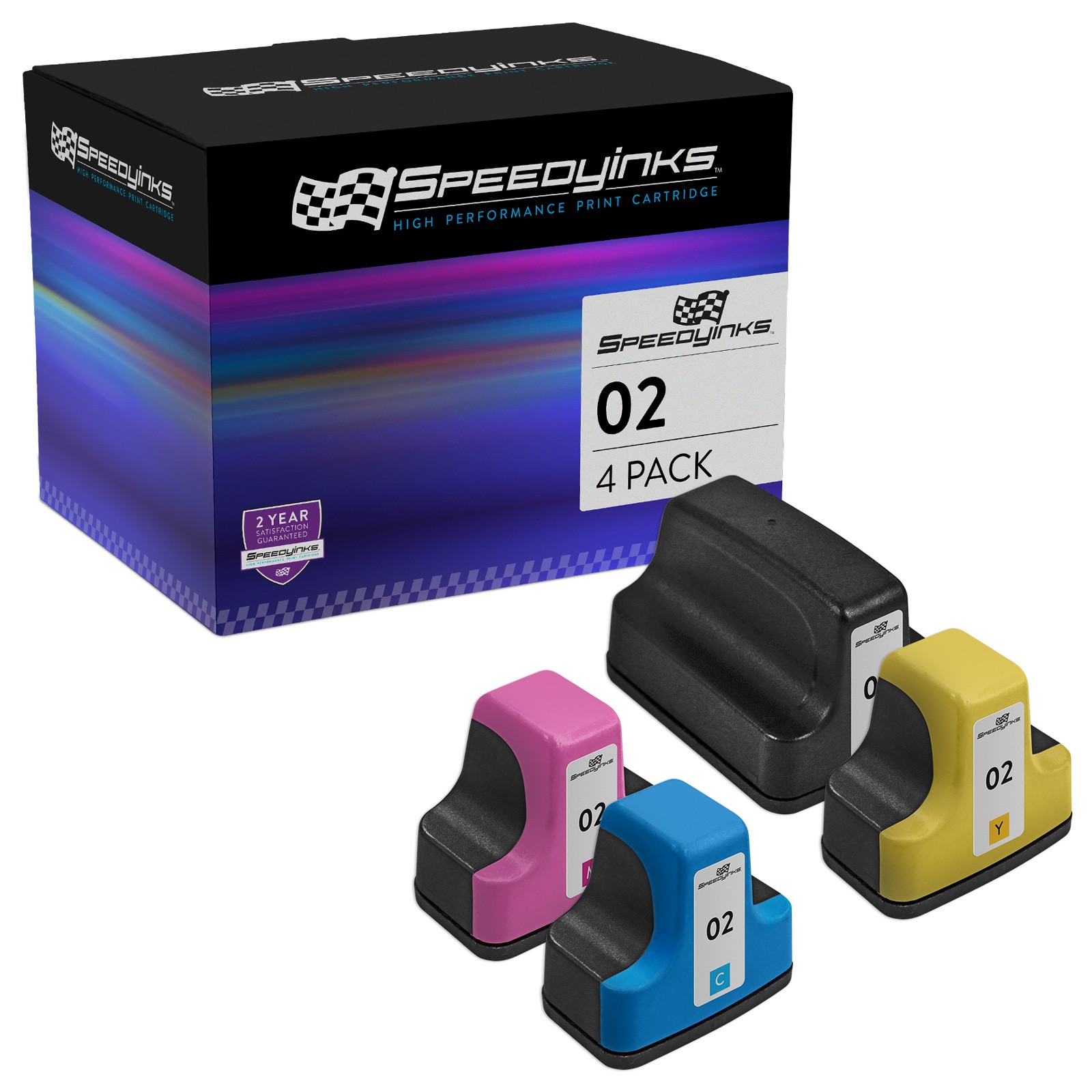 SPEEDY 4PK Replacement HP 02 Ink Set PhotoSmart C5180 C6180 C6280 C7250 C7280