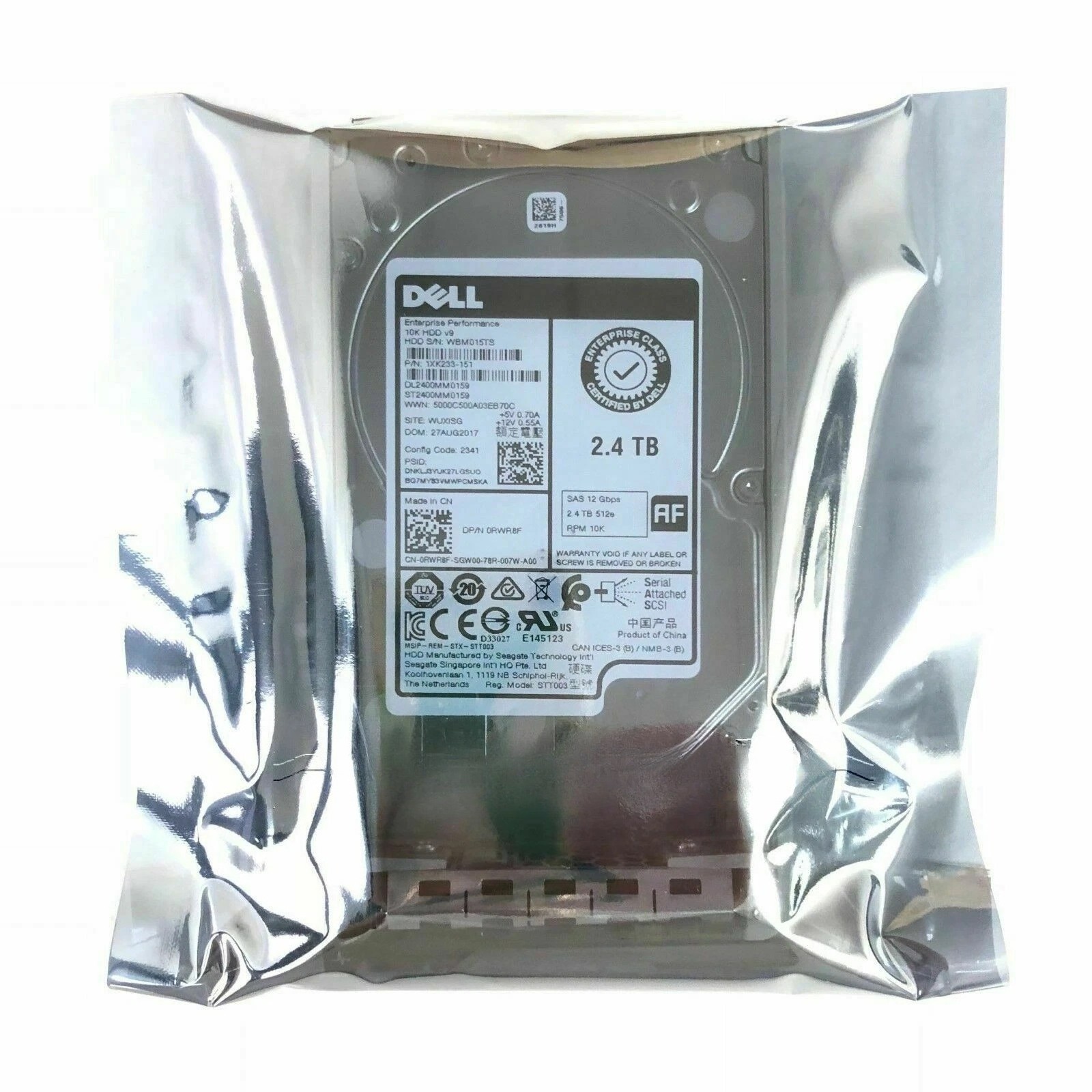 Dell RWR8F 2.4TB 10K RPM SAS 2.5" 12G ST2400MM0159 DL2400MM0159 Hard Disk Drive