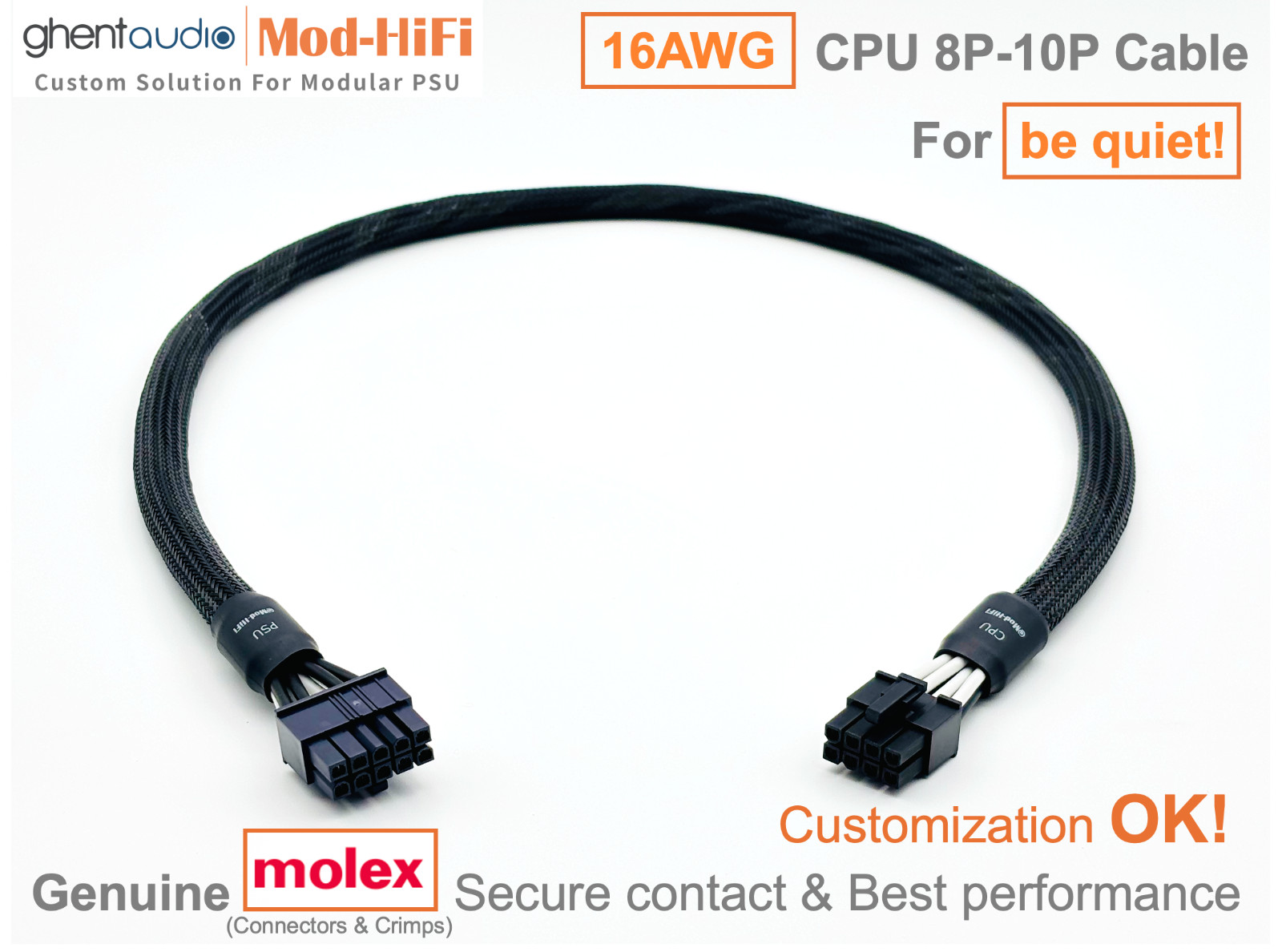 ⚡️16AWG CPU 8P Cable for be quiet Pure Power 13 M 1200W 1000W...-📏70cm/27 inch