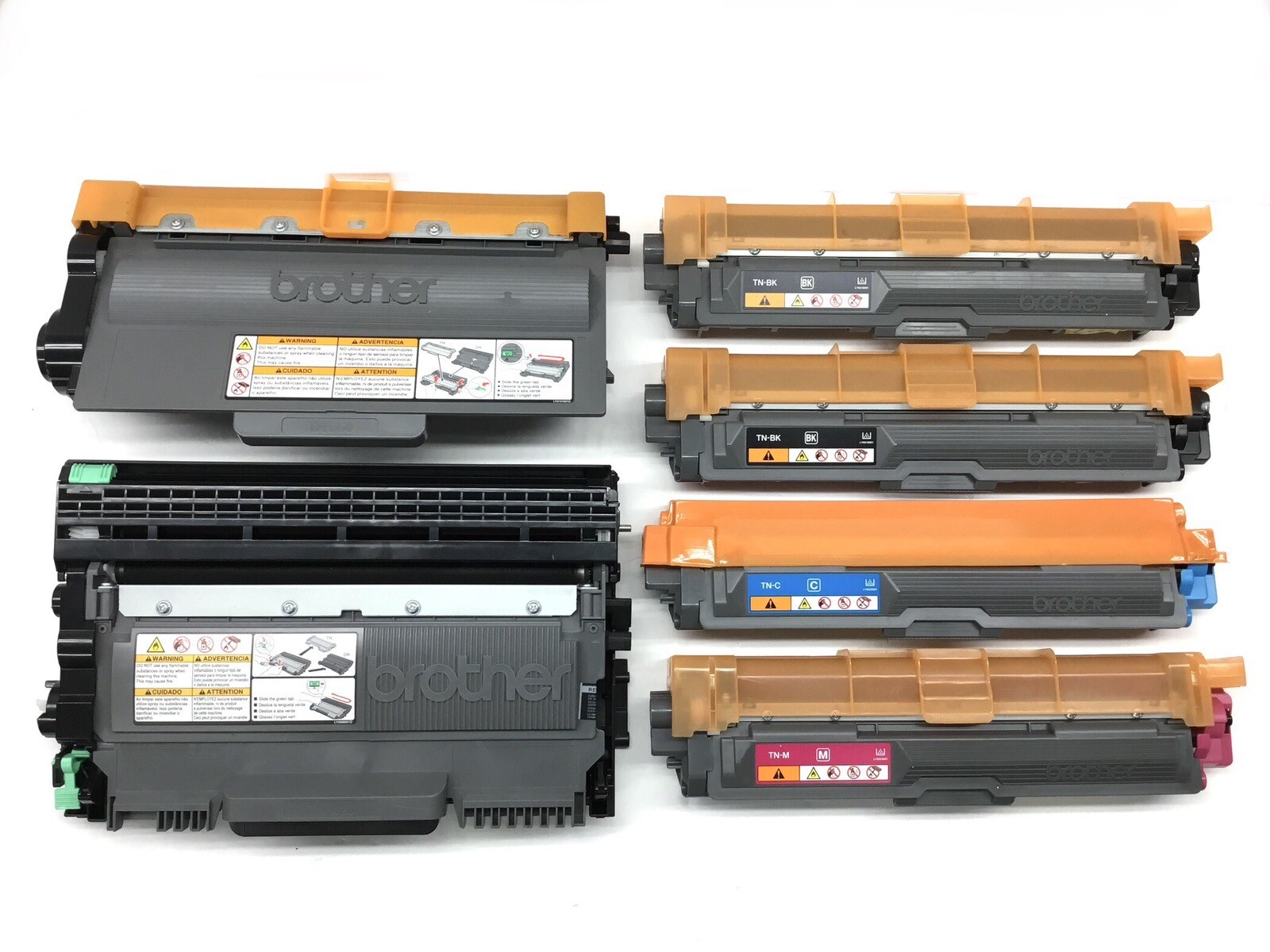 Lot of 6 Virgin Genuine Empty Brother 2- TN-BK, M, C, 420, 750  Toner Cartridges