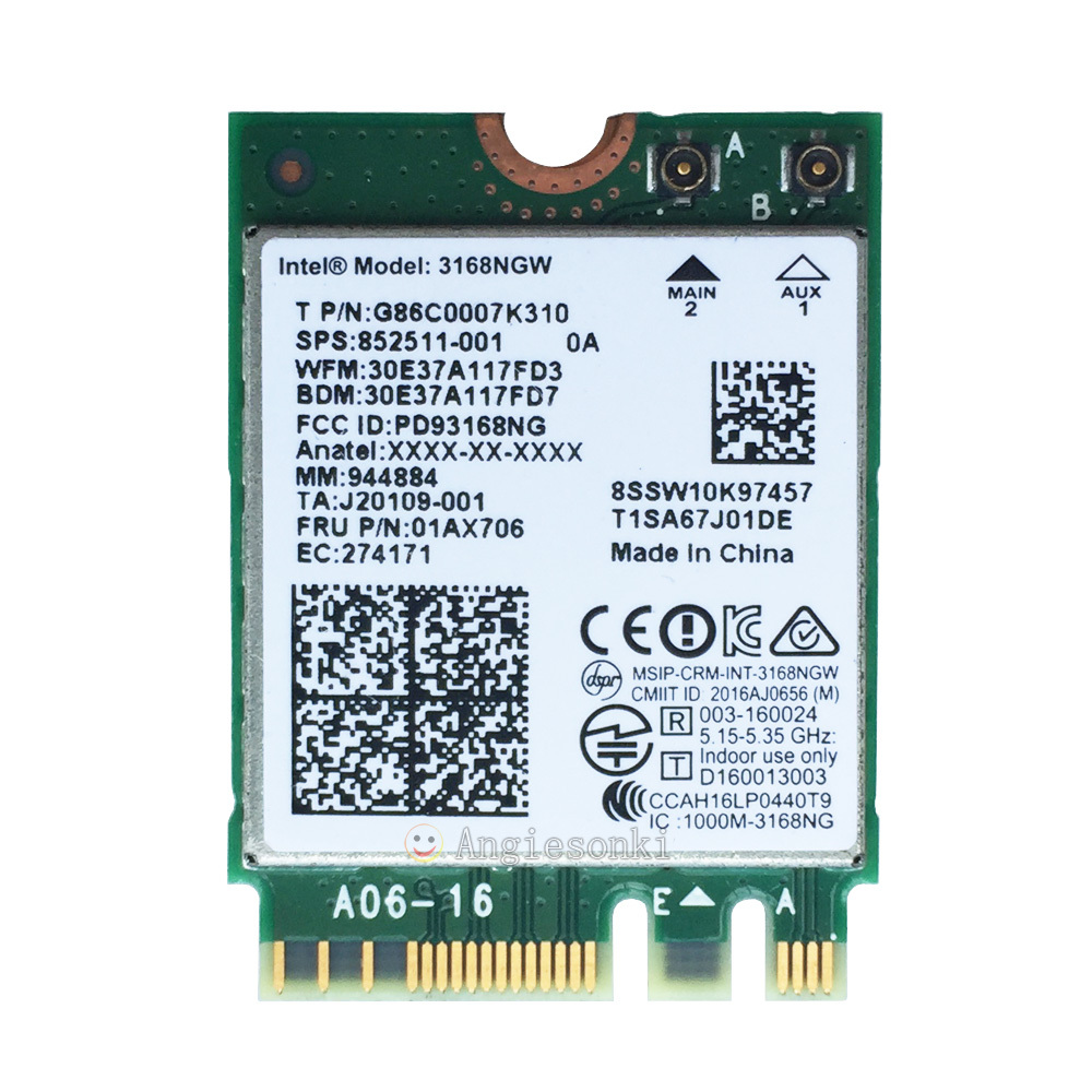 Intel Dual Band 3168NGW NGFF M.2 Wifi Card BT 4.2 802.11AC HP 852511-001 Adapter