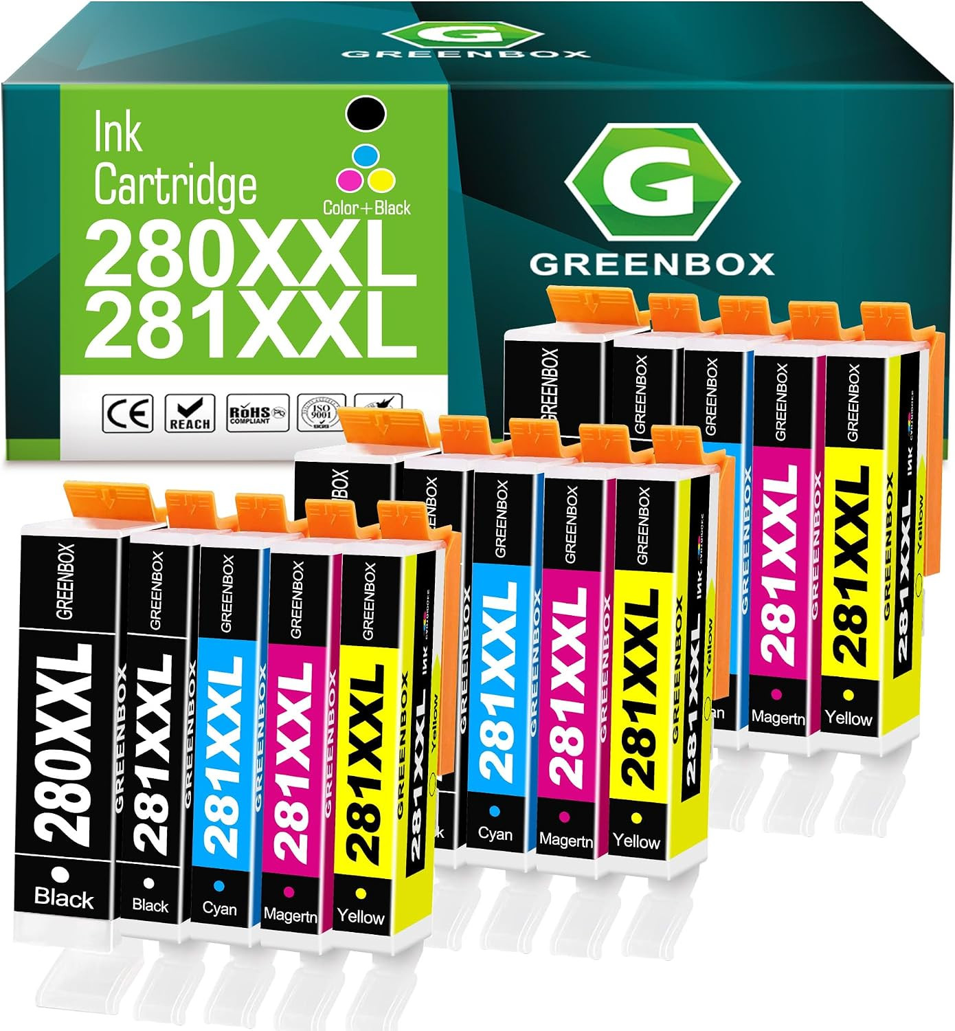 GREENBOX 15-Pack PGI-280XXL/CLI-281XXL Ink Cartridges Replacement for Canon 280