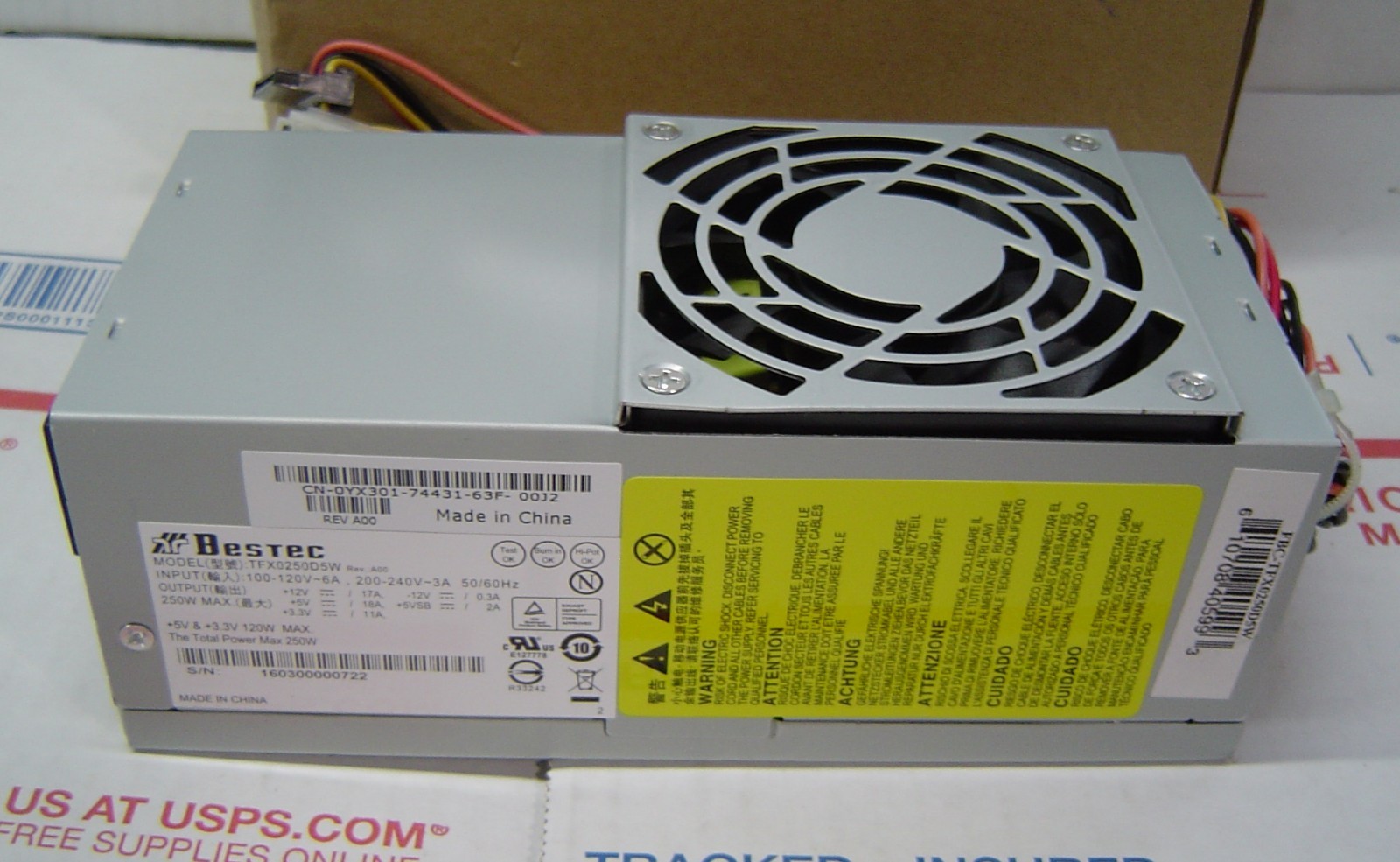 Bestec TFX0250D5W Rev:A00 250W Power Supply Dell YX301 Inspiron 530s 531s Vostro