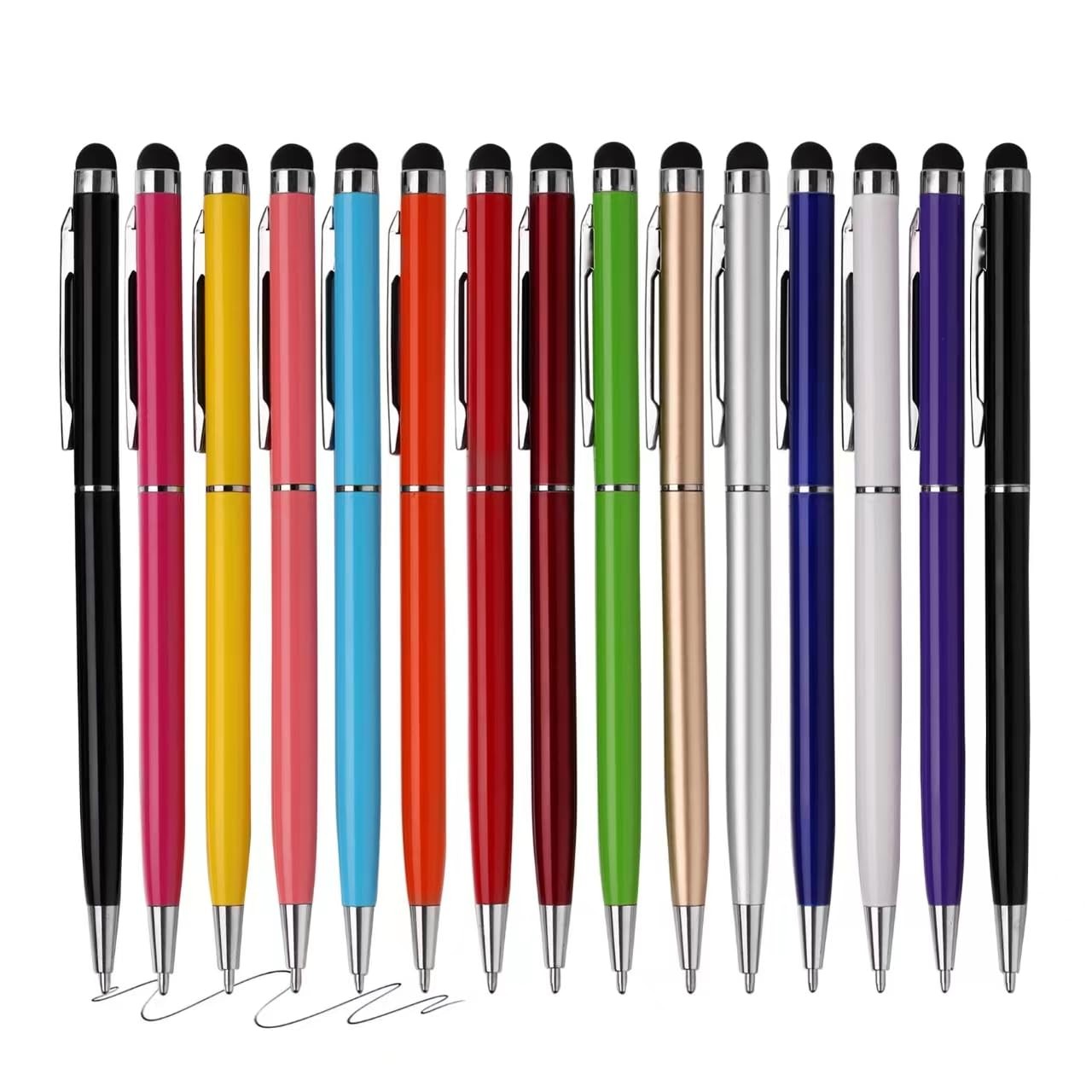 15 Pack 2-in-1 Stylus Pens for Touch Screens & Black Ink Ballpoint Pens