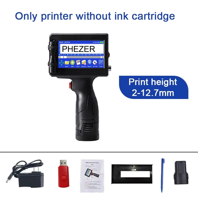 For Hp  12.7mm Label Printer Batch Code Date Number QR Bar Logo Expiry P15  Hand
