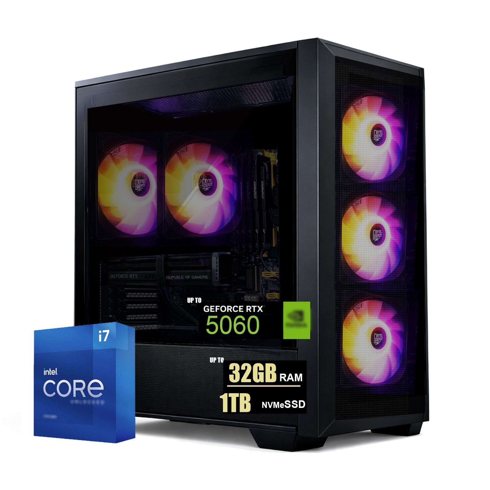 Gaming PC Desktop Computer i7, Up to 64GB RAM 2TB SSD, NVIDIA , Windows 11, WiFI