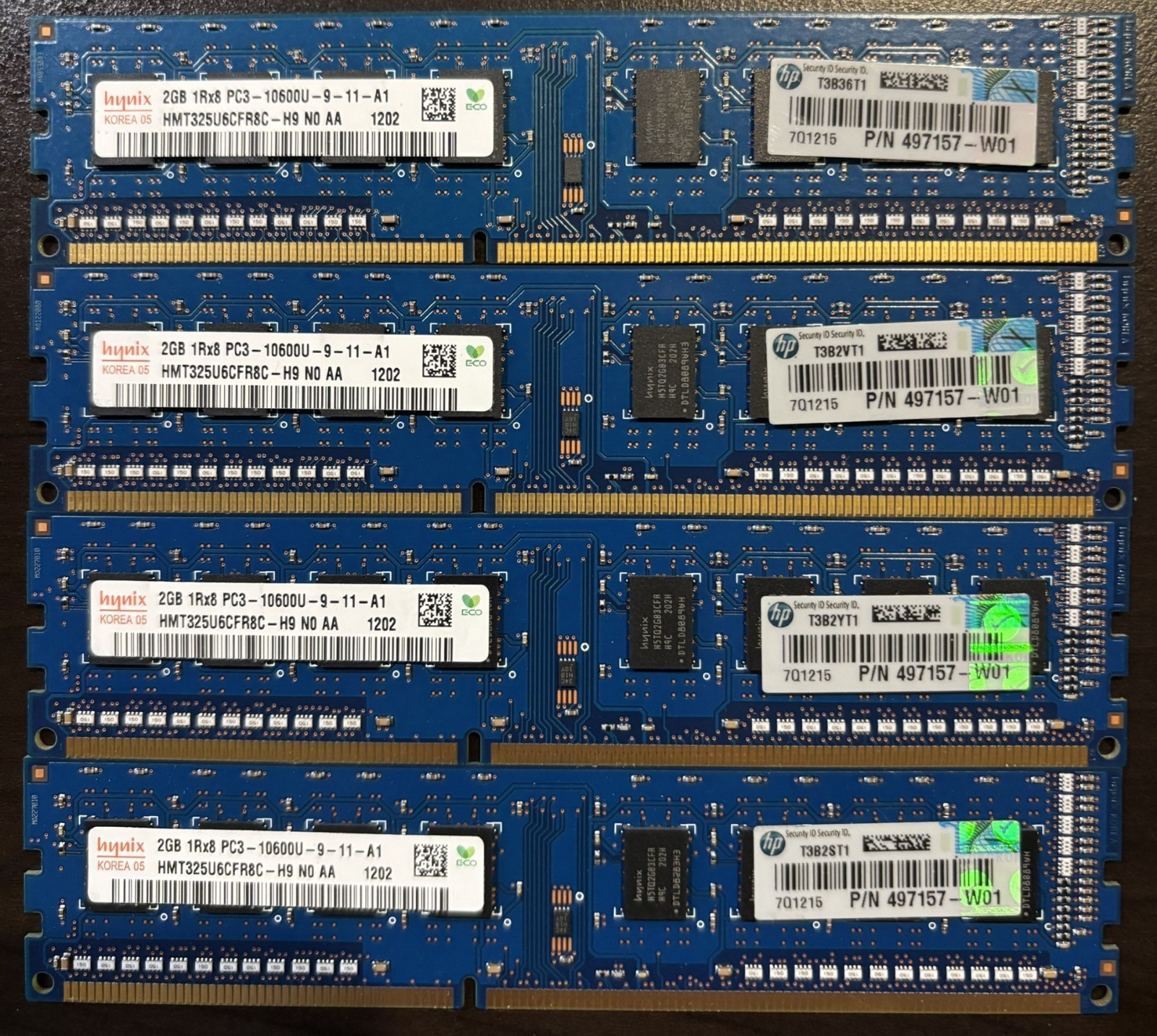 Hynix 8GB (4x2GB) 1Rx8 PC3-10600U DDR3 Memory HMT325U6CFR8C-H9 HP P/N 497157-W01