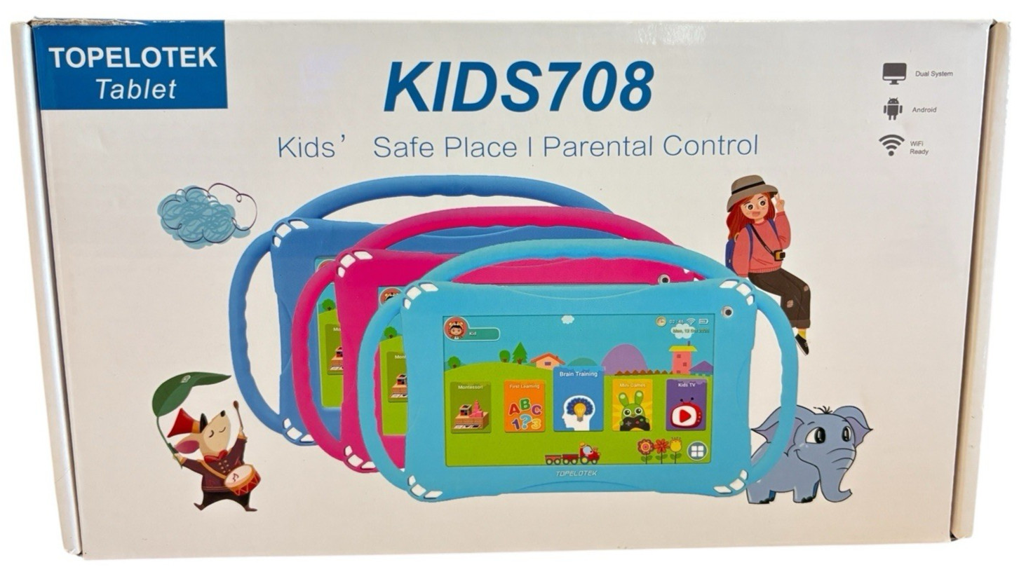 New Kids 7” Rose Pink Tablet Ages 3+ In Protective Case 32GB